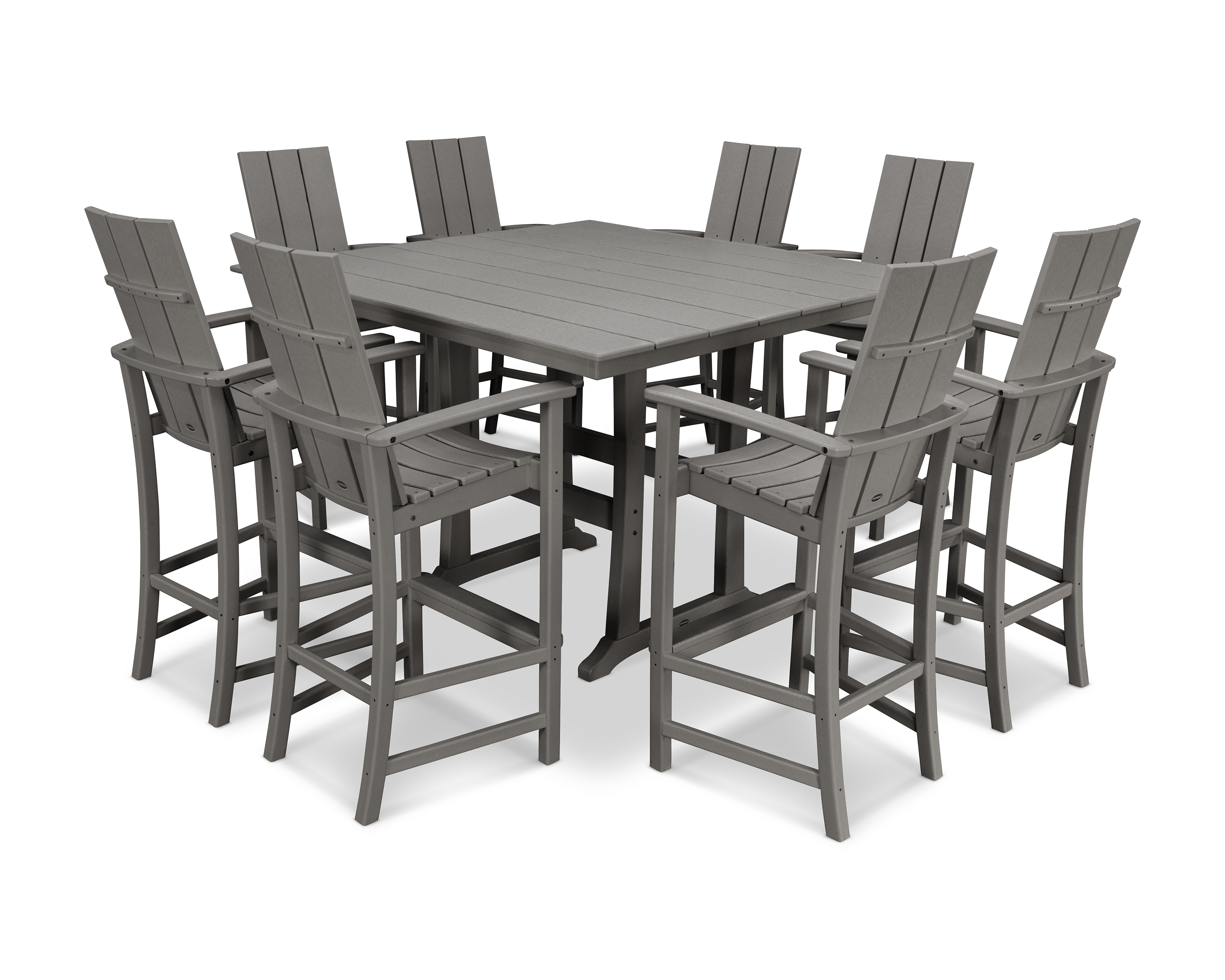 POLYWOOD Modern Adirondack 9-Piece Farmhouse Trestle Bar Set