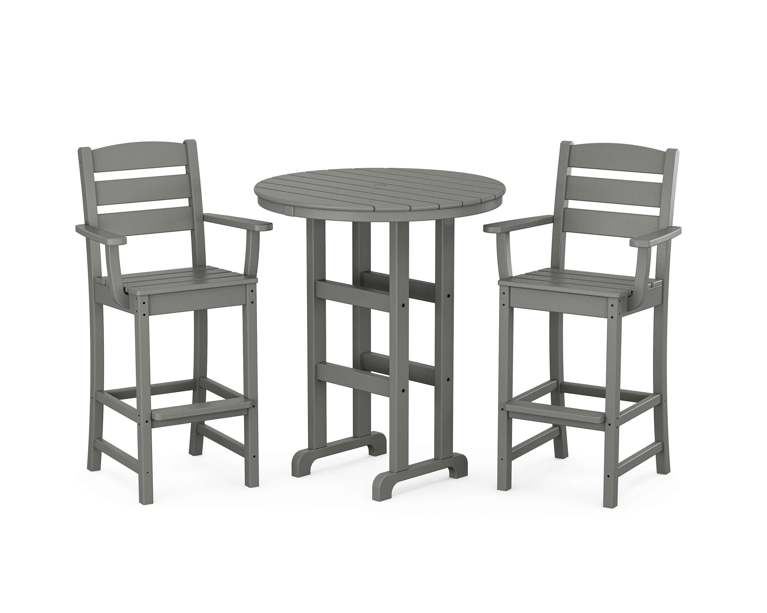 POLYWOOD Lakeside 3-Piece Round Bar Arm Chair Set