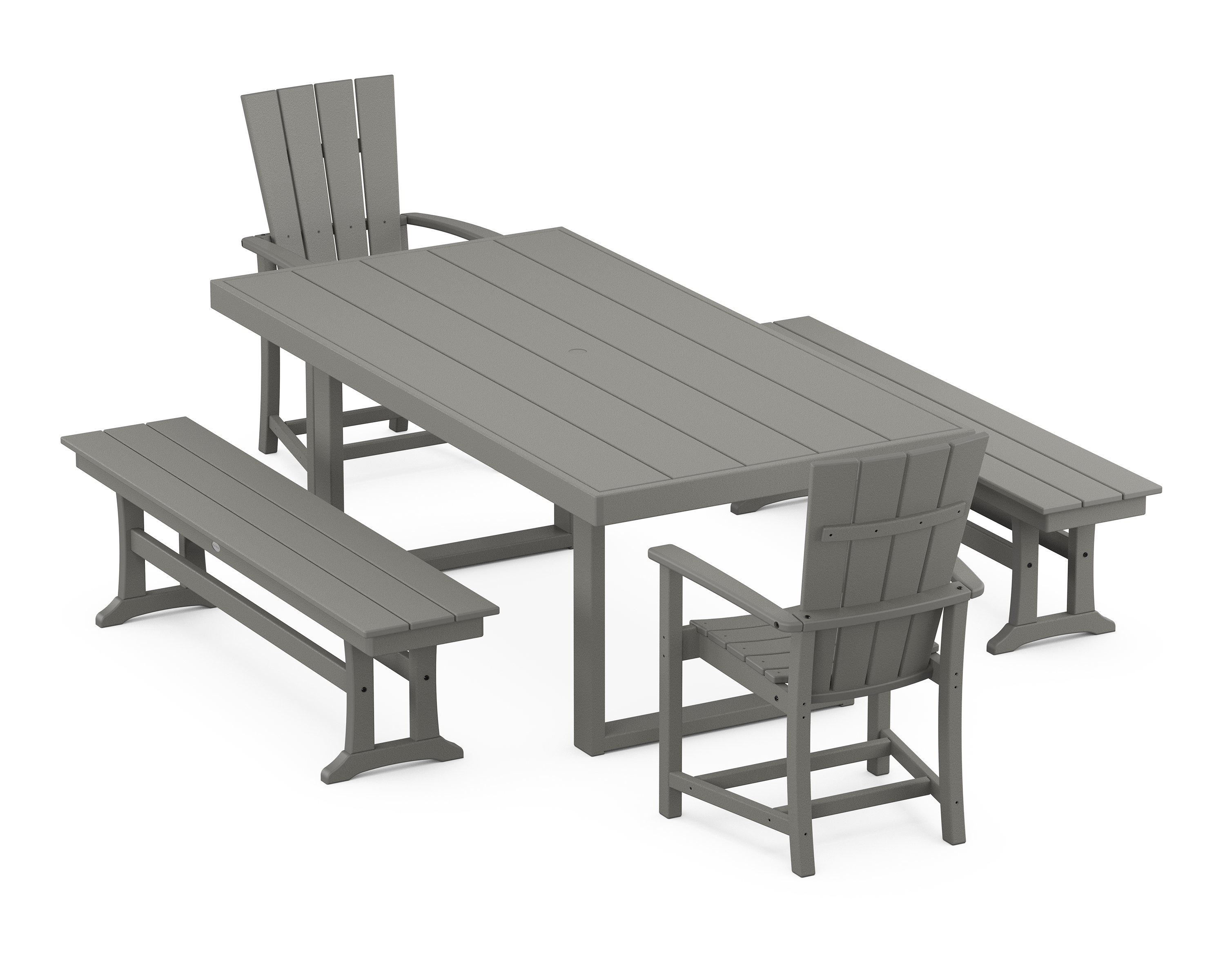POLYWOOD Quattro 5-Piece Dining Set with Benches