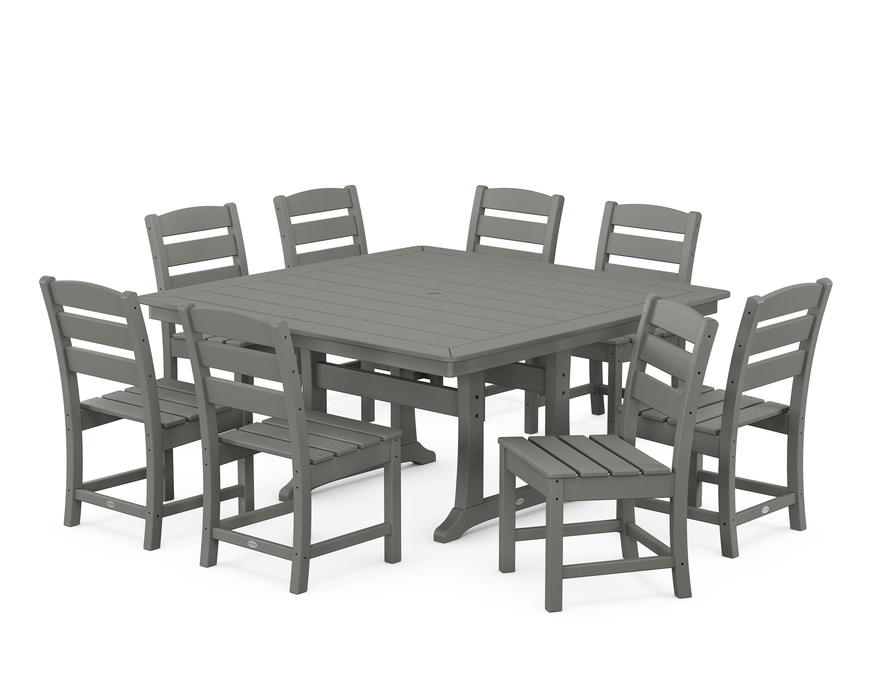POLYWOOD Lakeside 9-Piece Nautical Trestle Dining Set