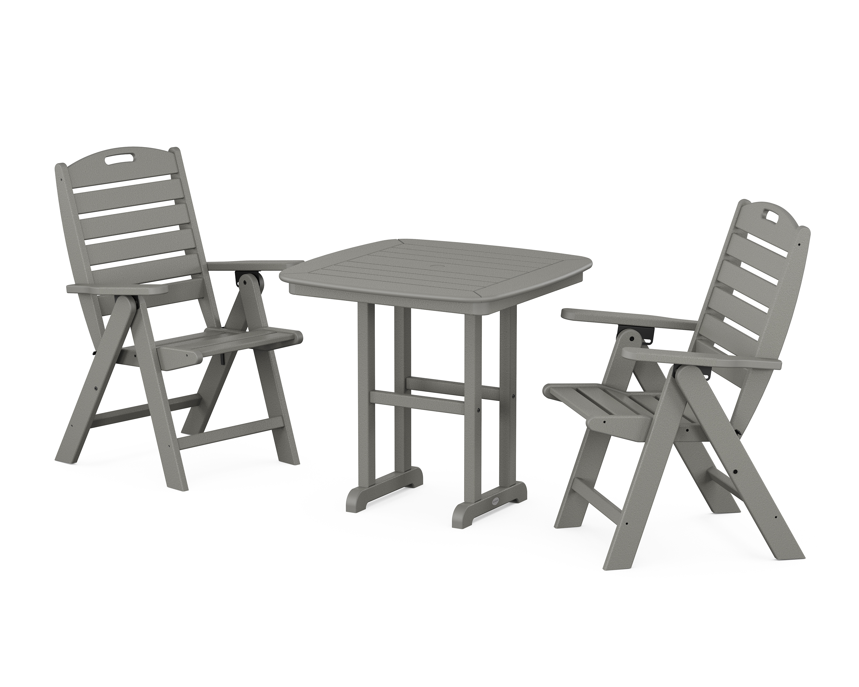 POLYWOOD Nautical Folding Highback Chair 3-Piece Dining Set