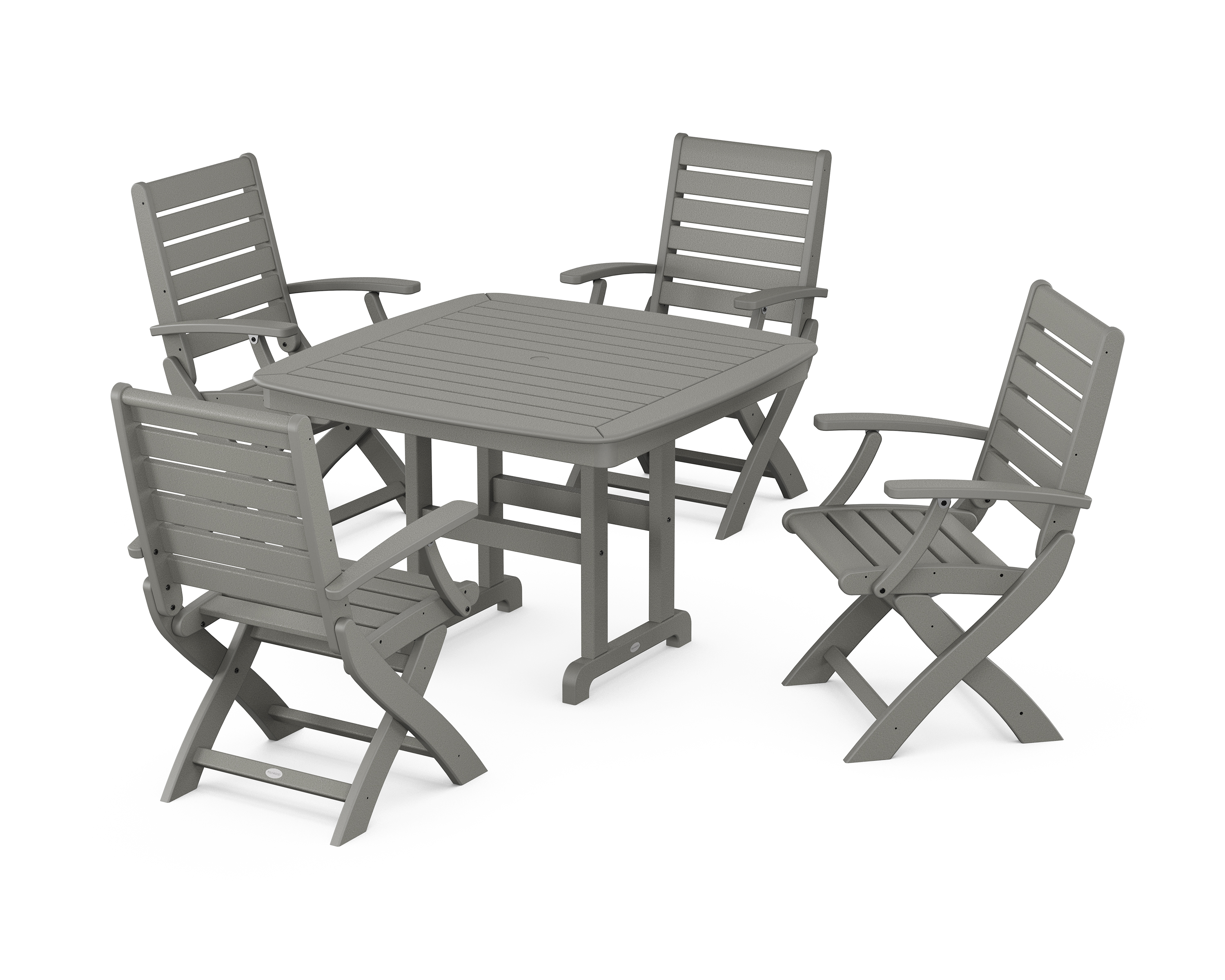 POLYWOOD Signature Folding Chair 5-Piece Dining Set with Trestle Legs