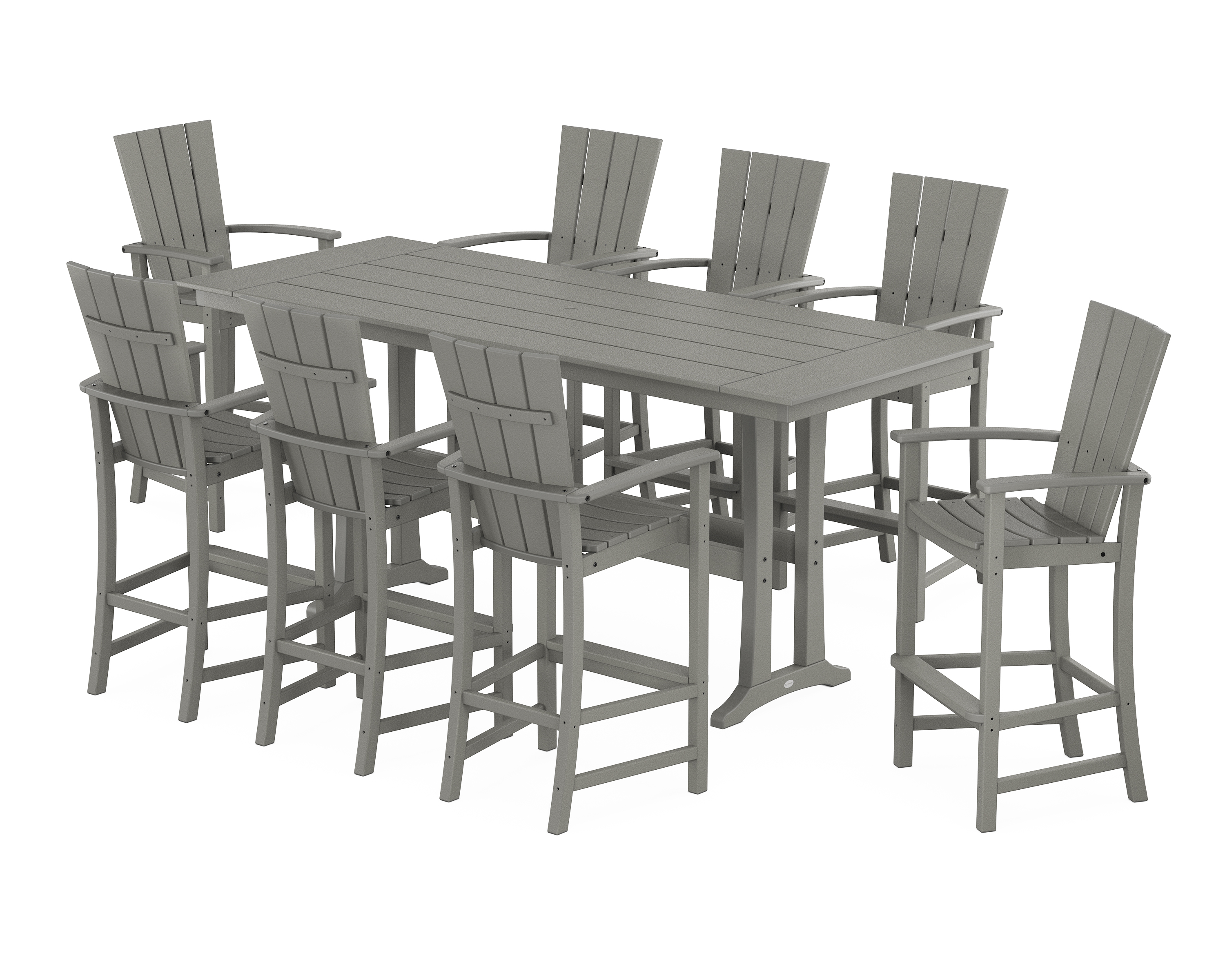 POLYWOOD Quattro Adirondack 9-Piece Farmhouse Bar Set with Trestle Legs
