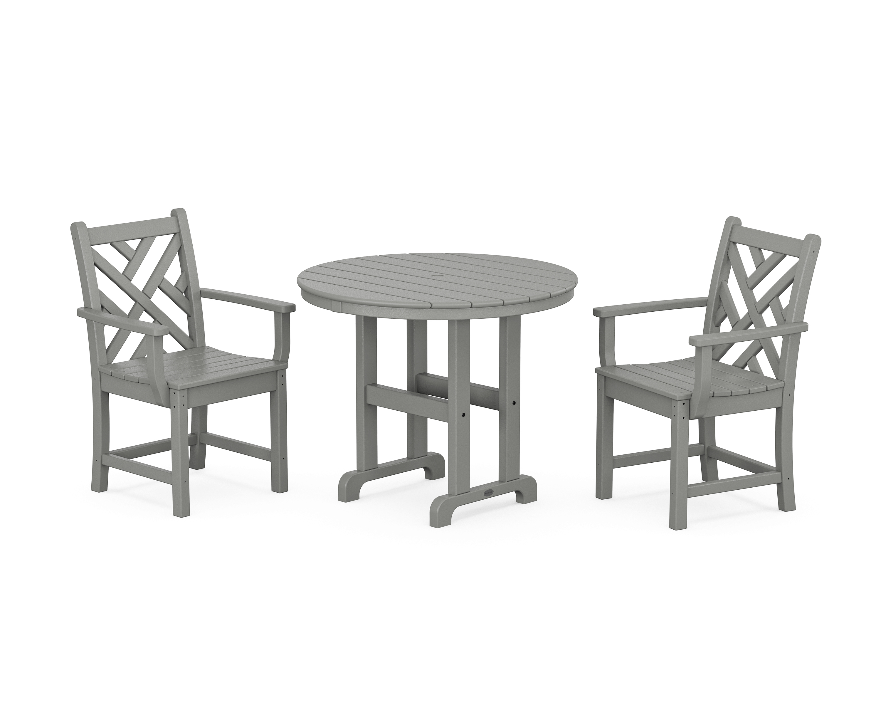 POLYWOOD Chippendale 3-Piece Round Dining Set