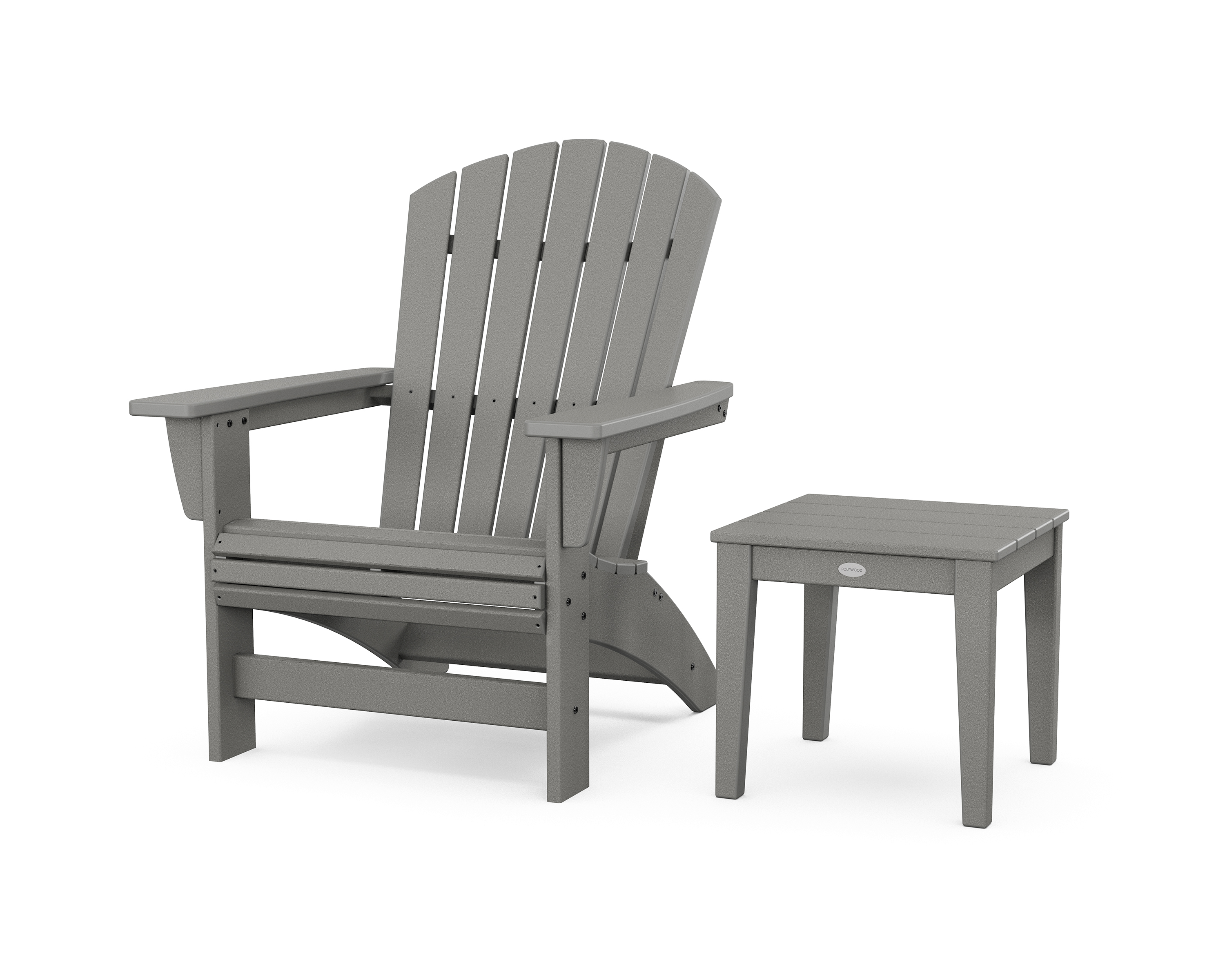POLYWOOD Nautical Grand Adirondack Chair with Side Table