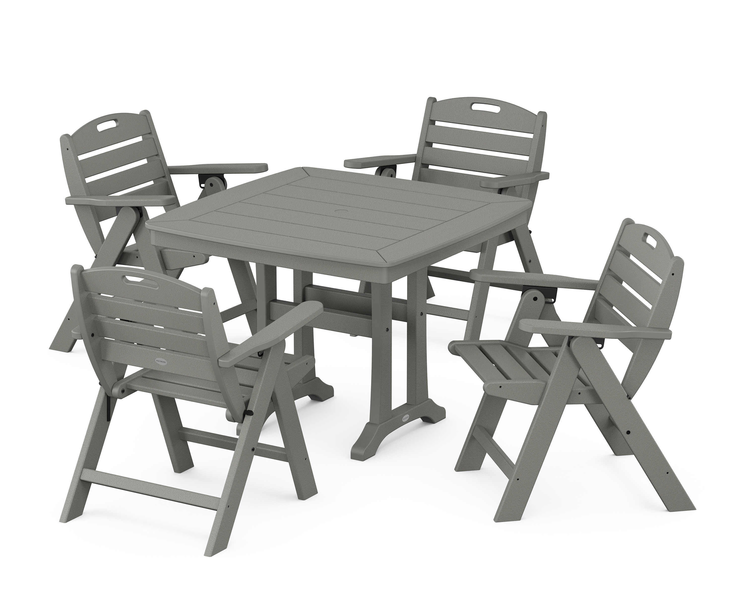POLYWOOD Nautical Folding Lowback Chair 5-Piece Dining Set with Trestle Legs