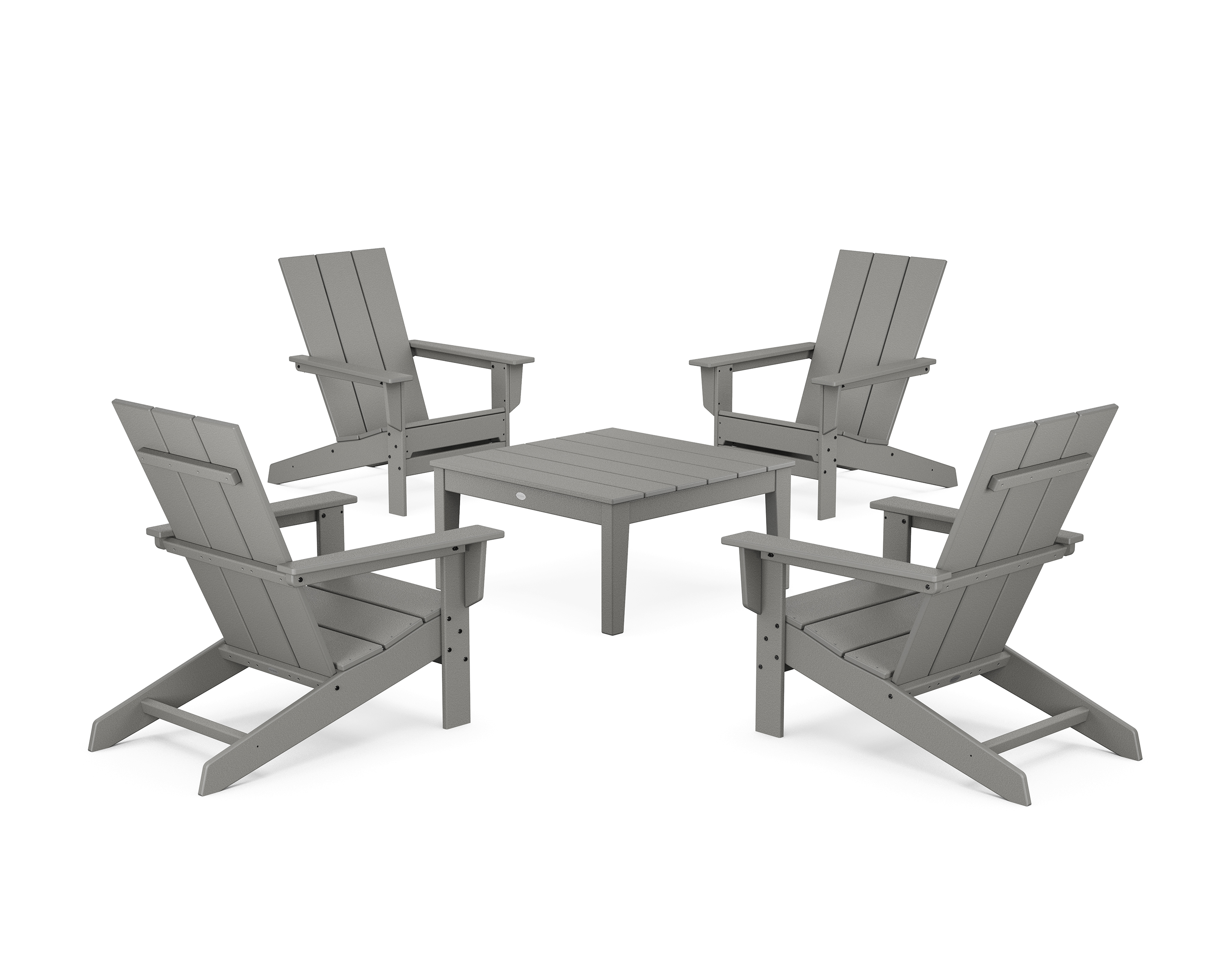 POLYWOOD 5-Piece Modern Studio Adirondack Chair Conversation Group