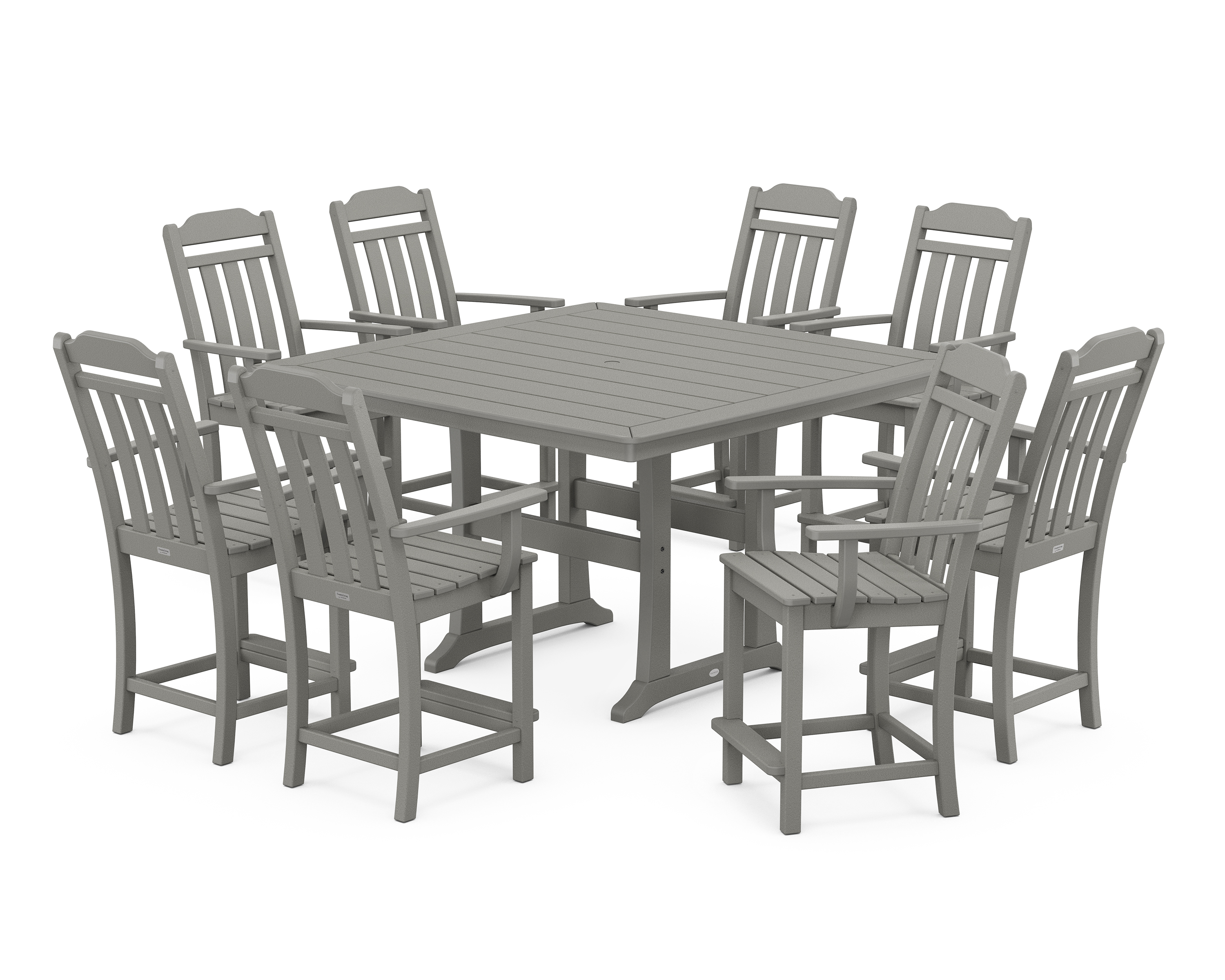 POLYWOOD Cottage 9-Piece Square Counter Set with Trestle Legs