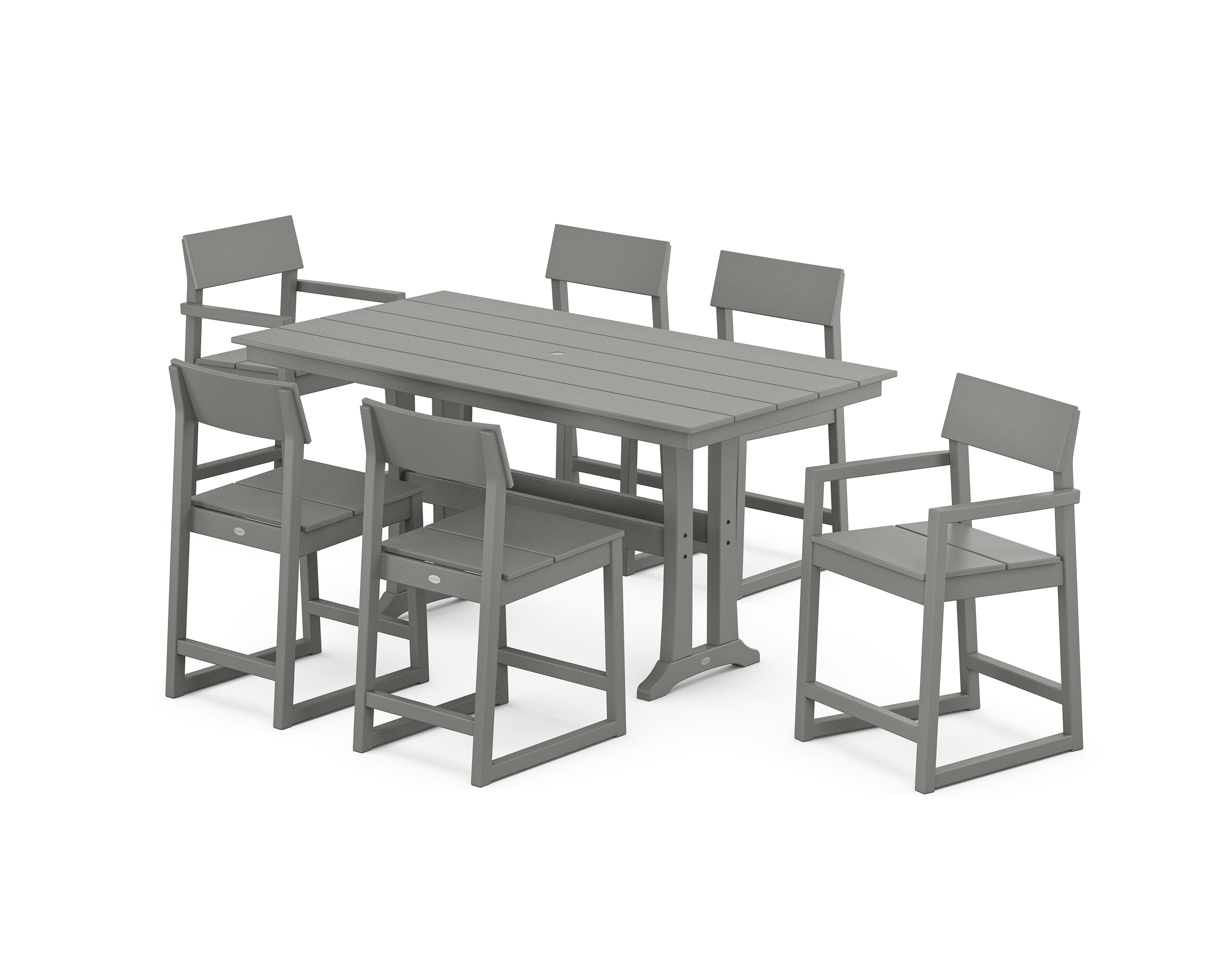 POLYWOOD EDGE 7-Piece Farmhouse Counter Set with Trestle Legs