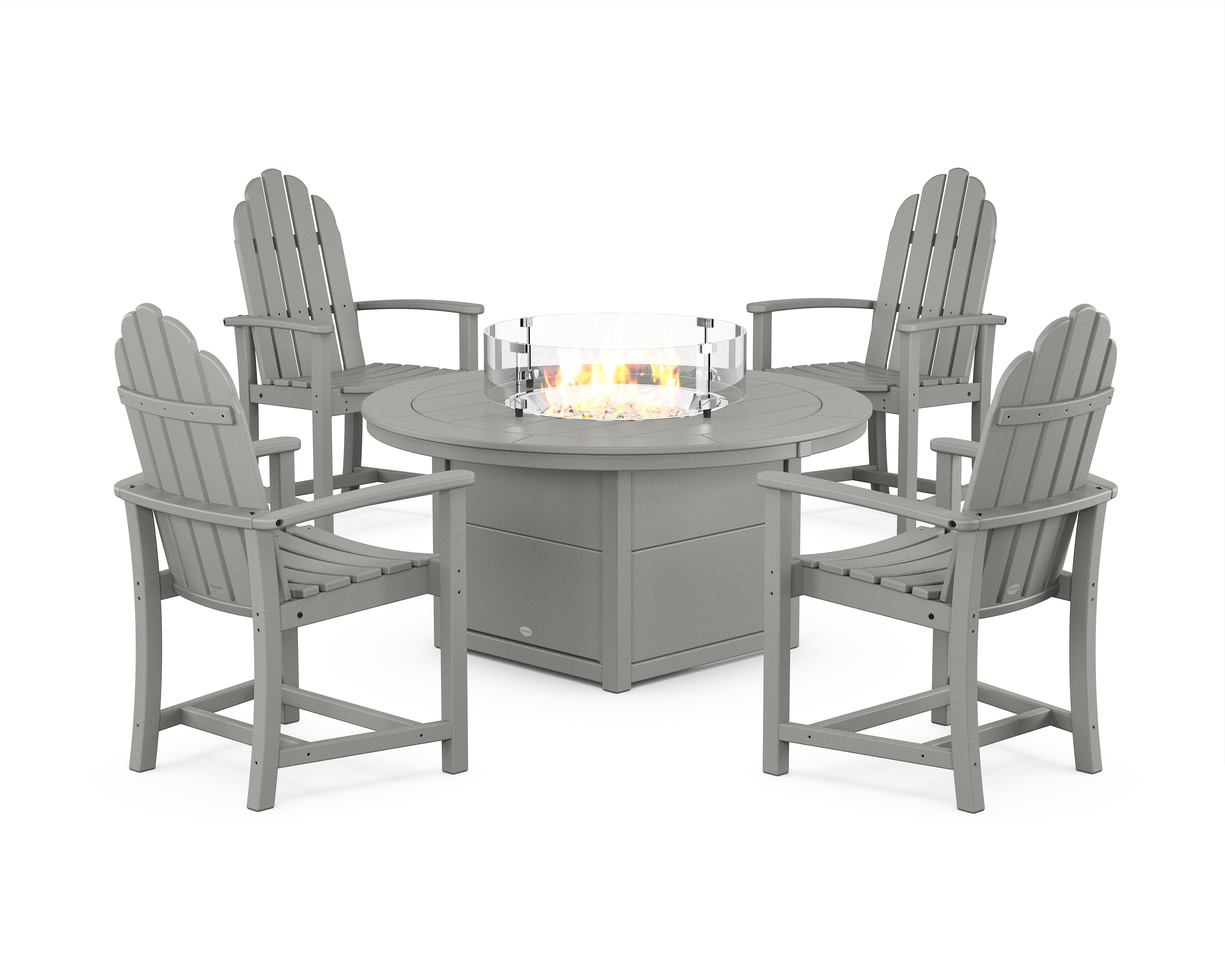 POLYWOOD Classic 4-Piece Upright Adirondack Conversation Set with Fire Pit Table