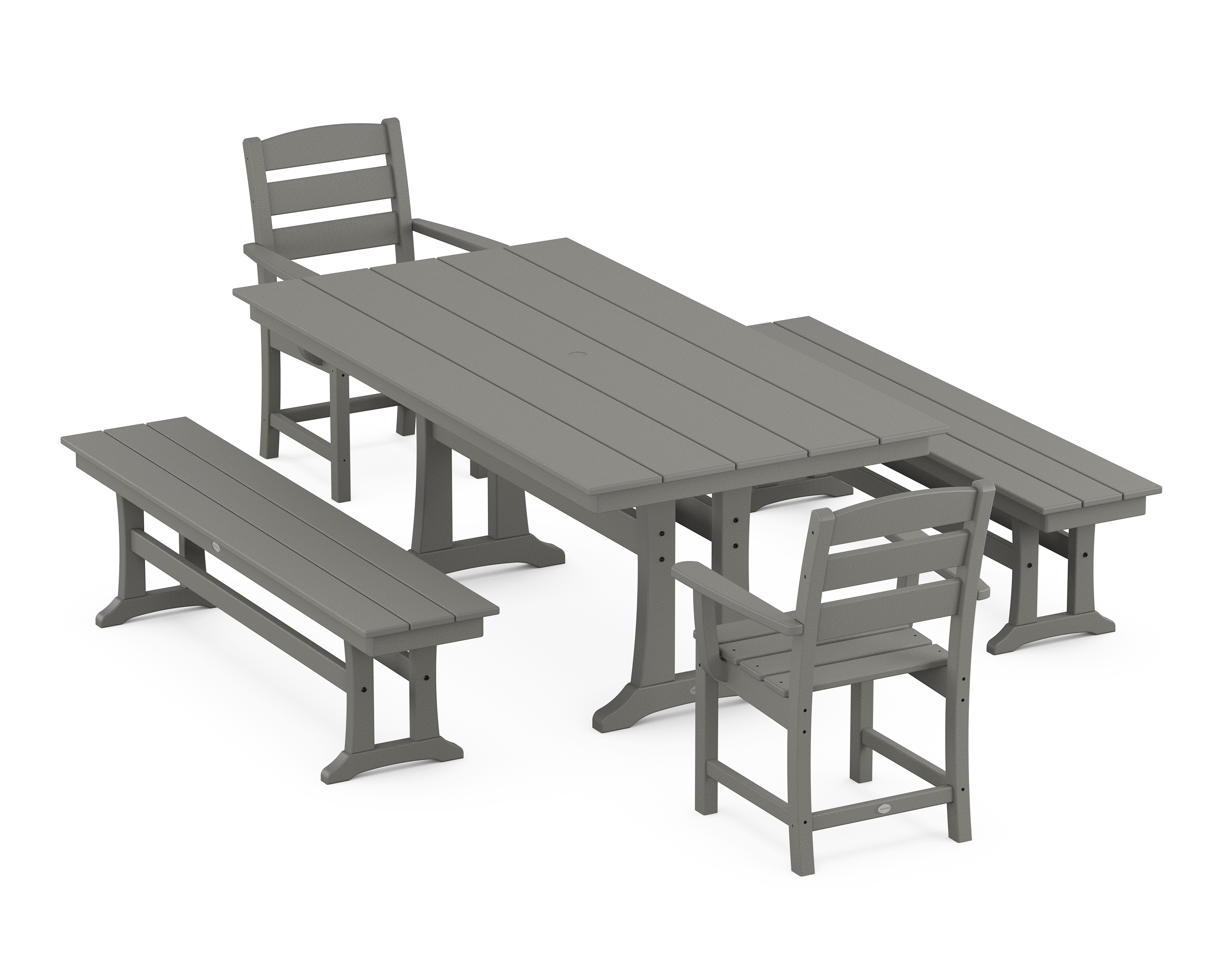 POLYWOOD Lakeside 5-Piece Farmhouse Dining Set With Trestle Legs