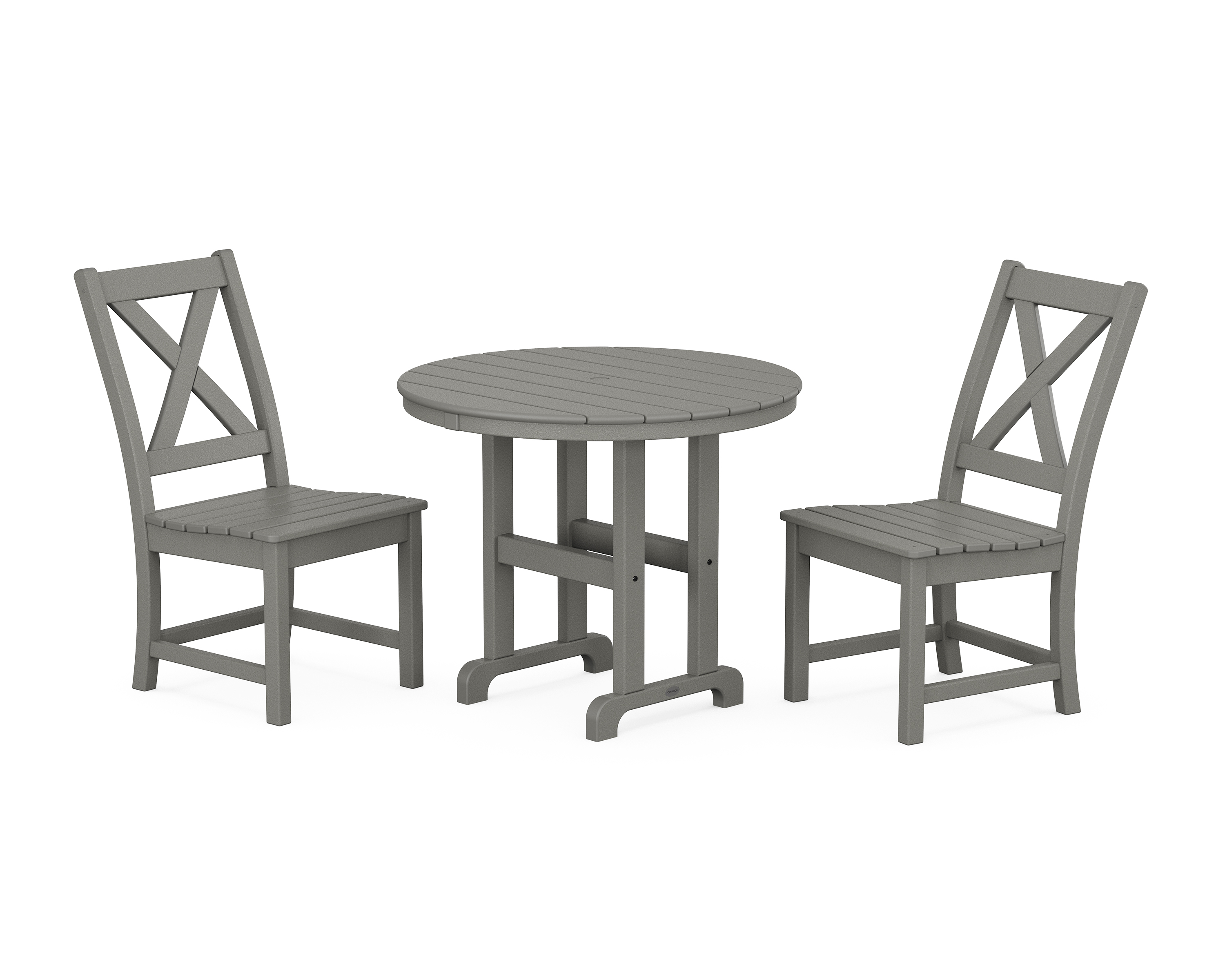 POLYWOOD Braxton Side Chair 3-Piece Round Dining Set