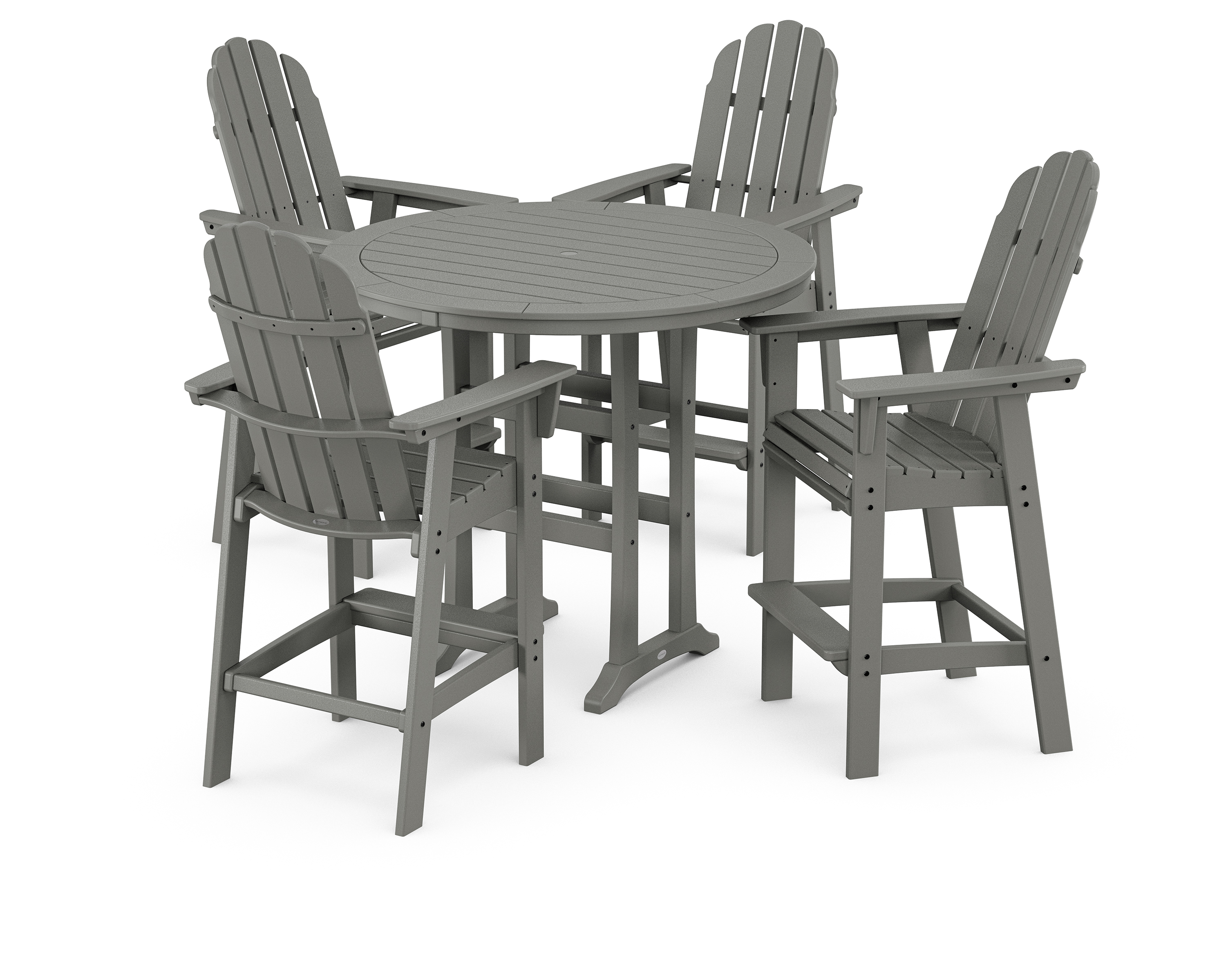 POLYWOOD Vineyard Curveback Adirondack 5-Piece Nautical Trestle Bar Set
