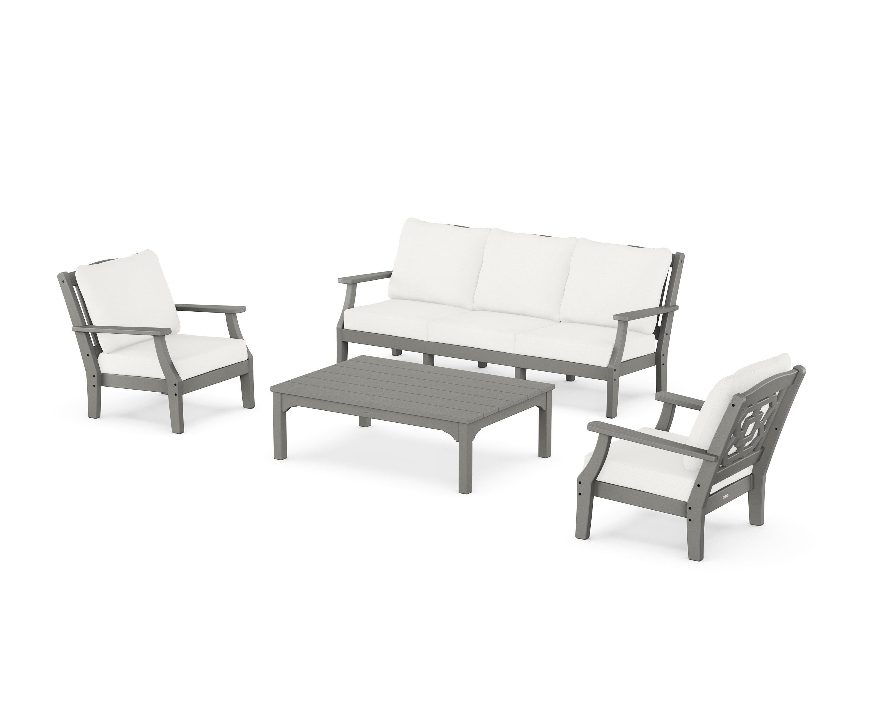 POLYWOOD Chinoiserie 4-Piece Deep Seating Set with Sofa