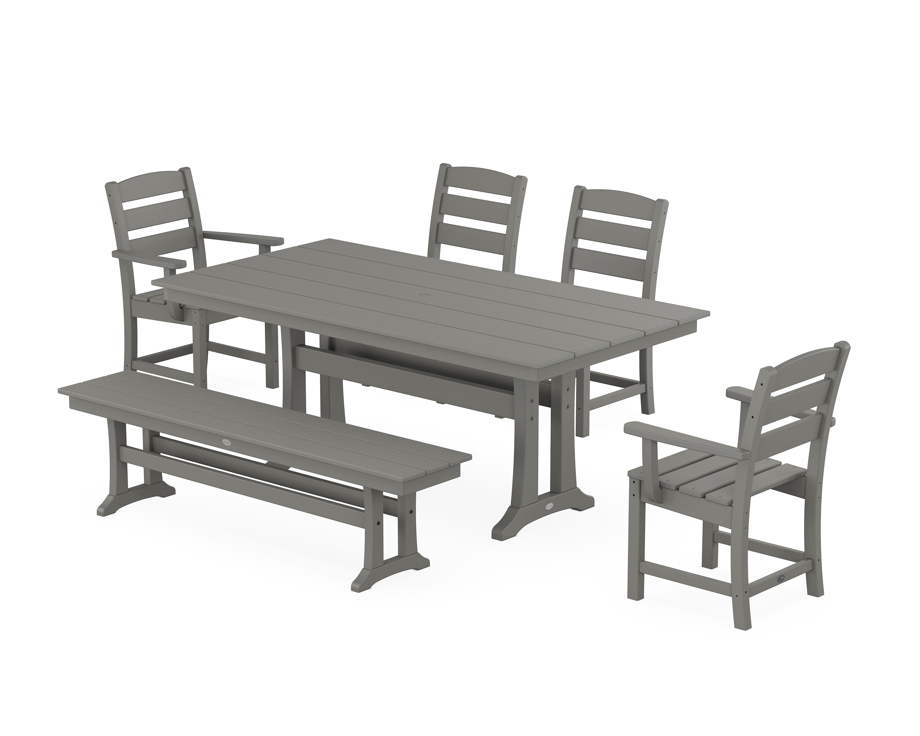 POLYWOOD Lakeside 6-Piece Farmhouse Dining Set With Trestle Legs