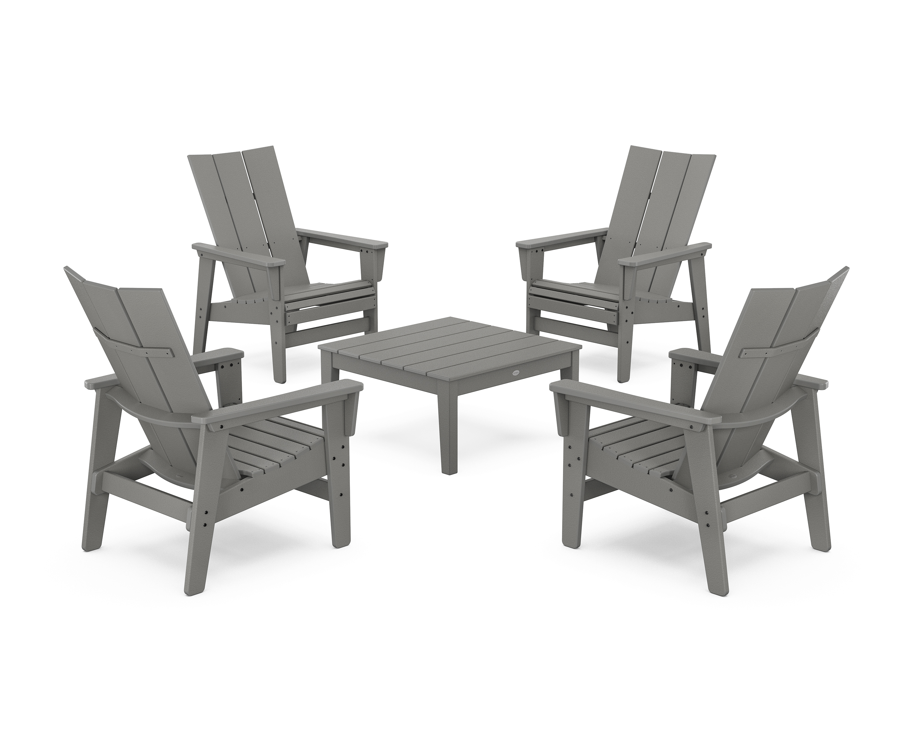 POLYWOOD 5-Piece Modern Grand Upright Adirondack Chair Conversation Group