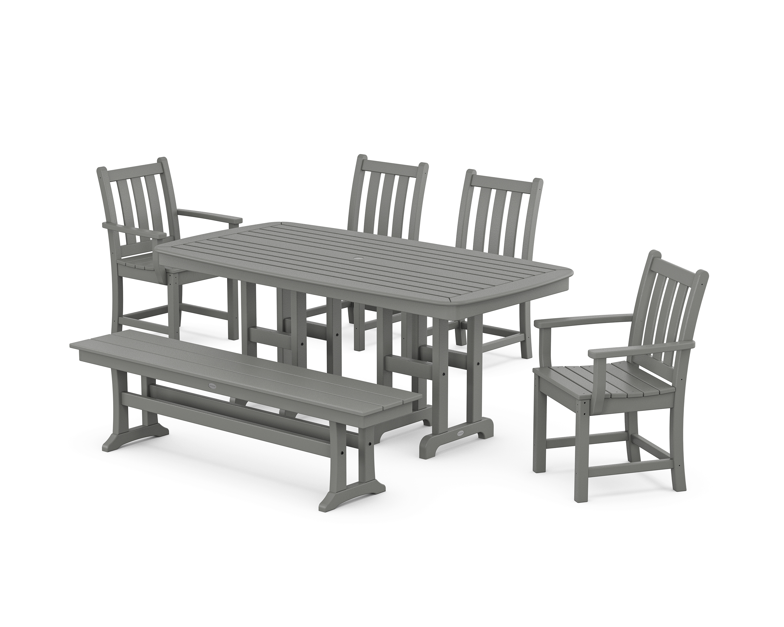 POLYWOOD Traditional Garden 6-Piece Dining Set with Bench