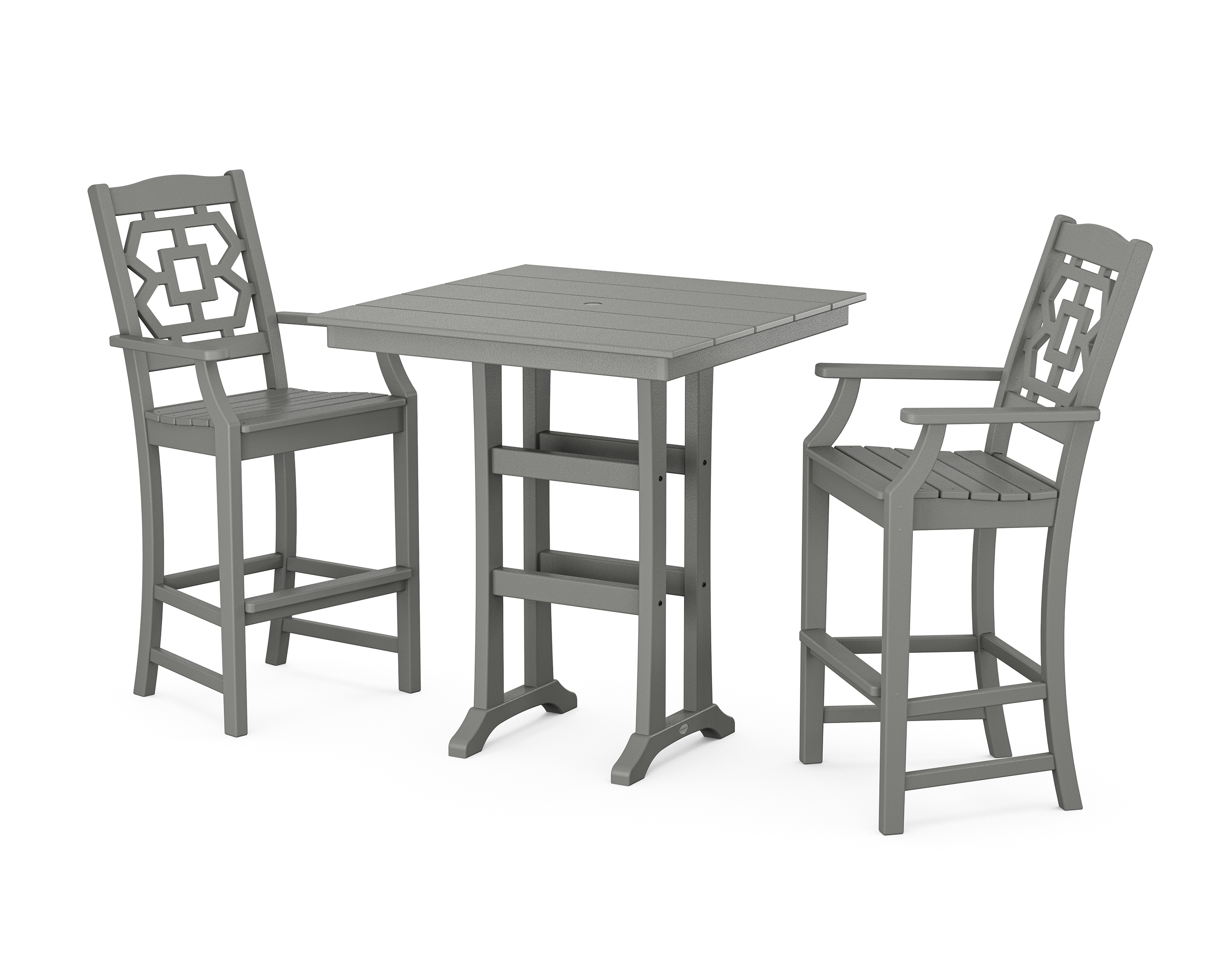 POLYWOOD Chinoiserie 3-Piece Farmhouse Bar Set with Trestle Legs
