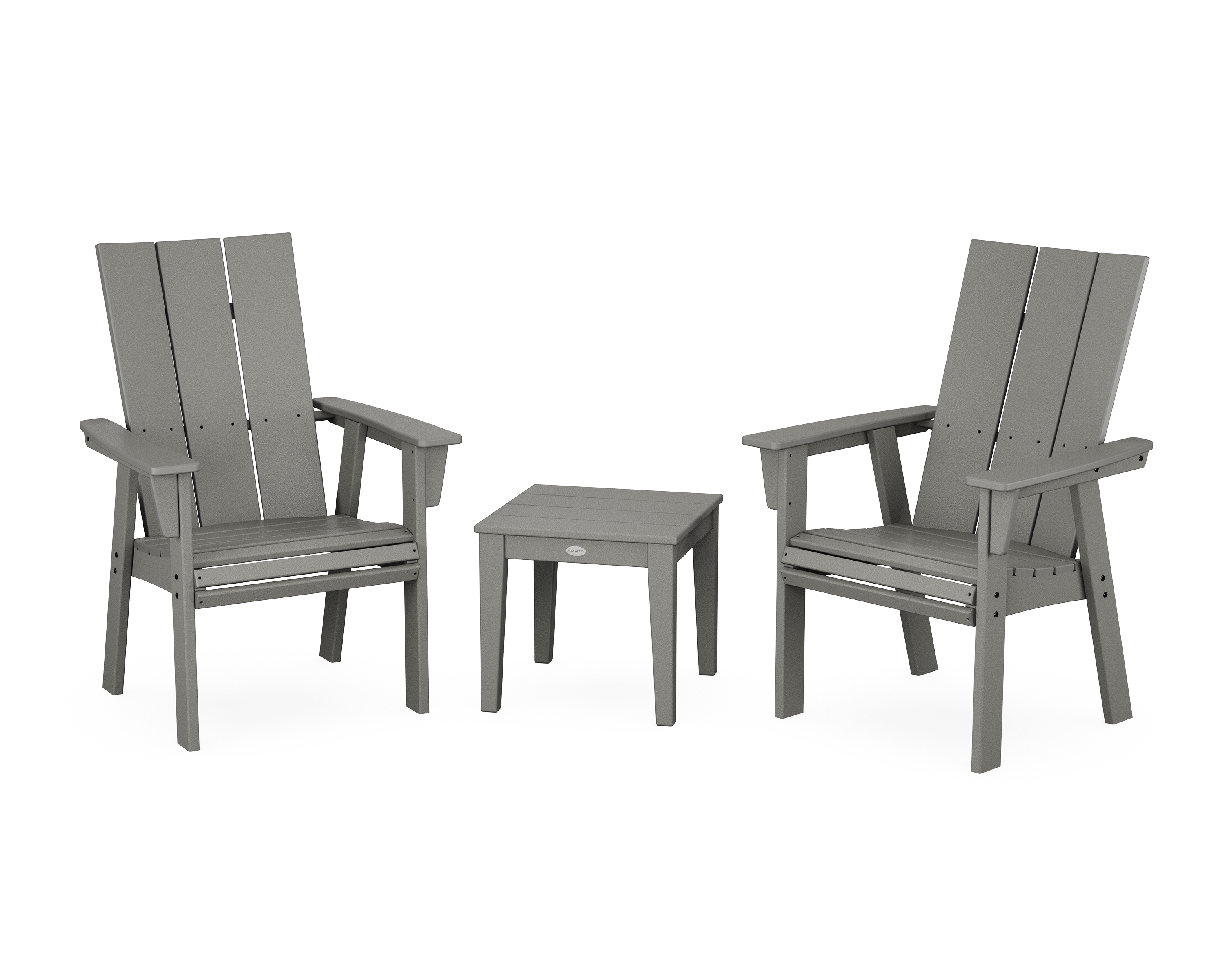 POLYWOOD Modern 3-Piece Curveback Upright Adirondack Chair Set