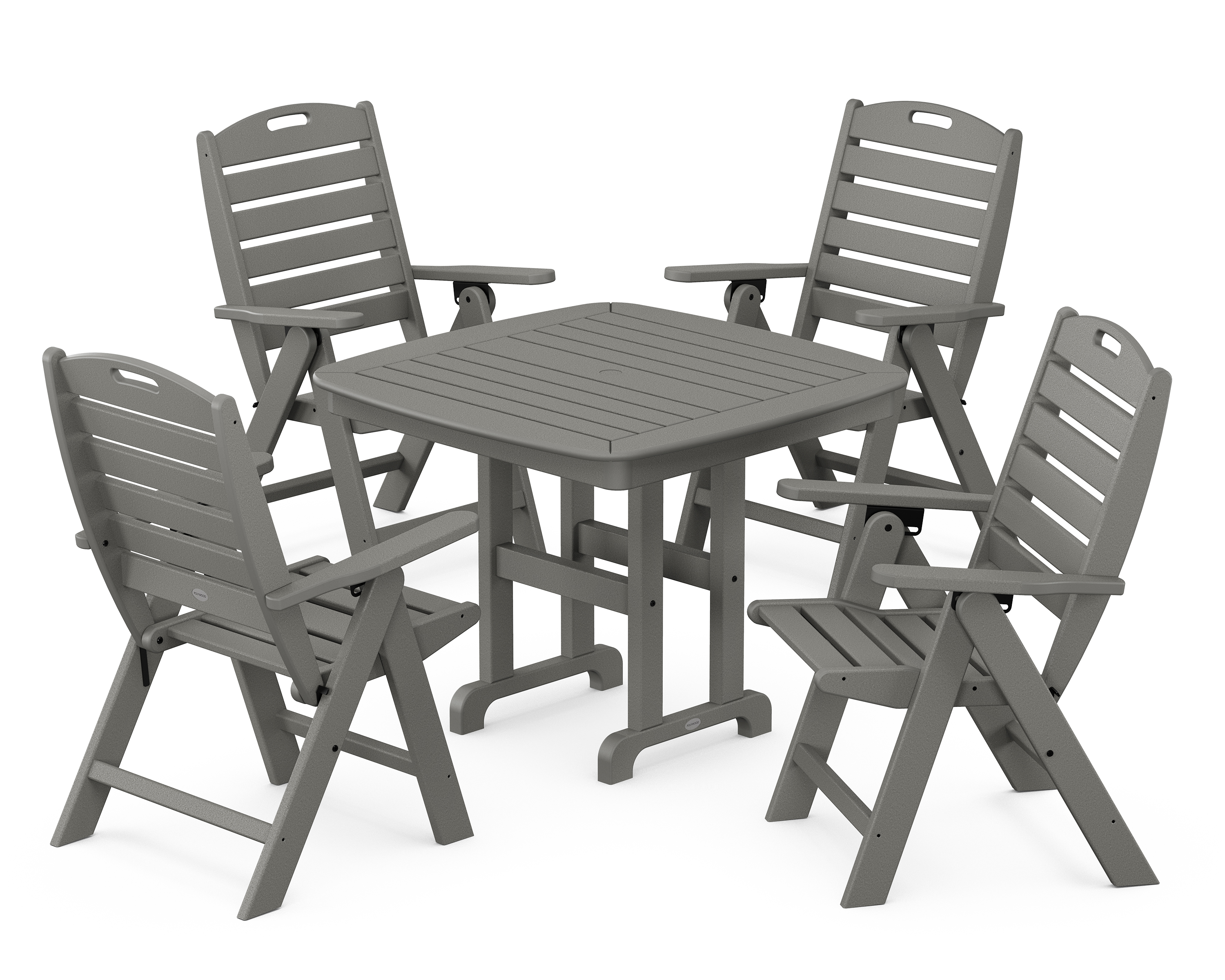 POLYWOOD Nautical Folding Highback Chair 5-Piece Dining Set