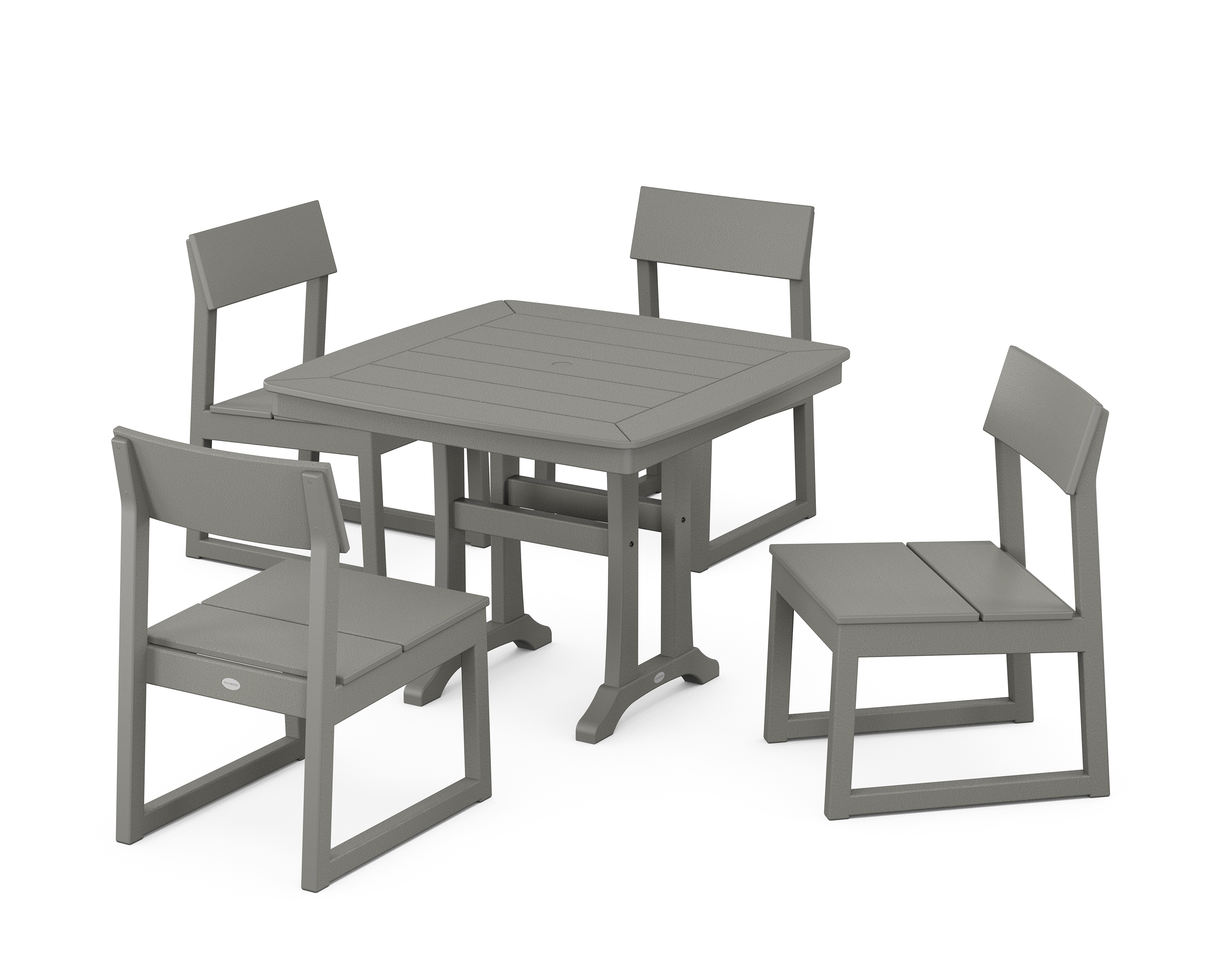 POLYWOOD EDGE Side Chair 5-Piece Dining Set with Trestle Legs