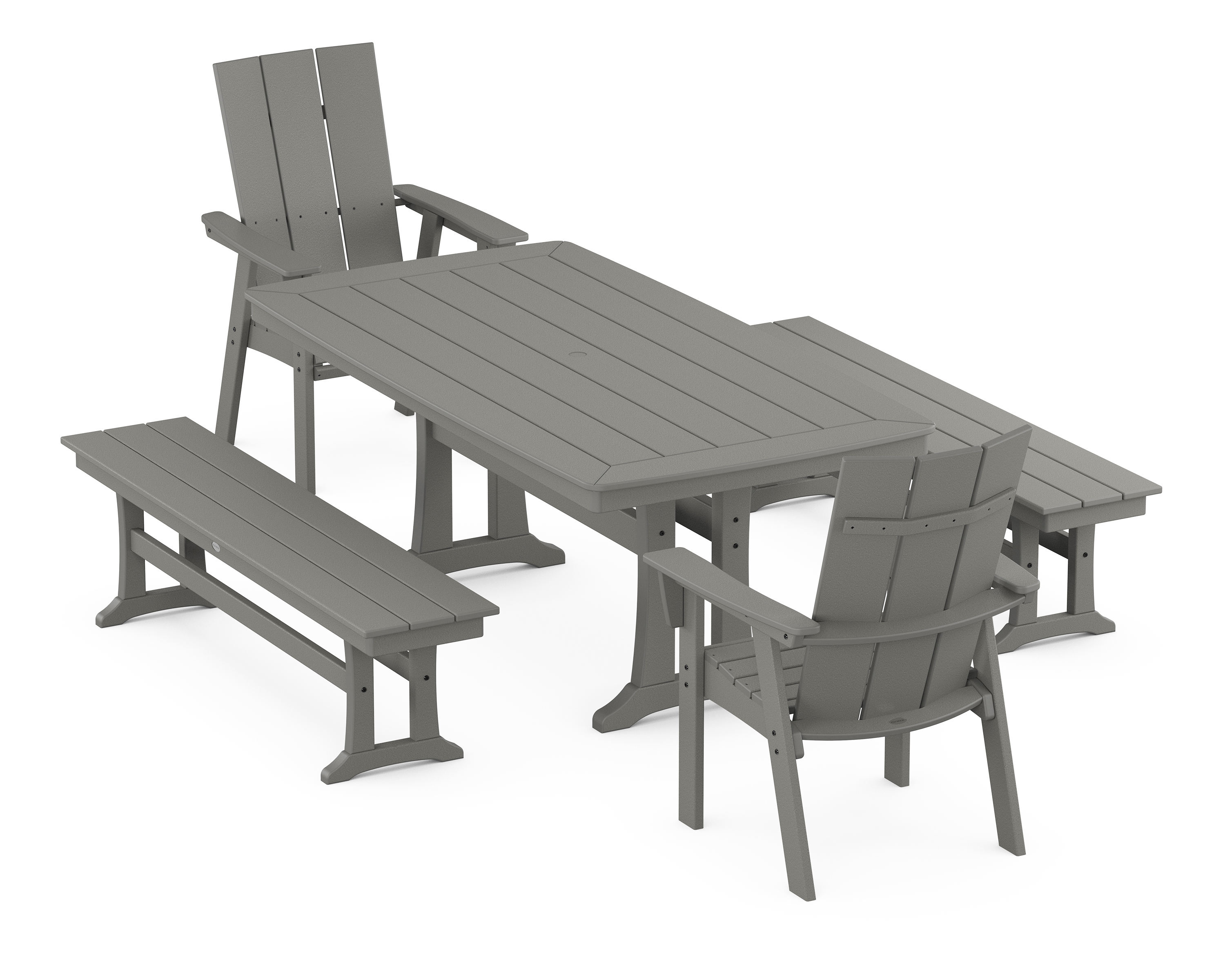 POLYWOOD Modern Adirondack 5-Piece Dining Set with Trestle Legs