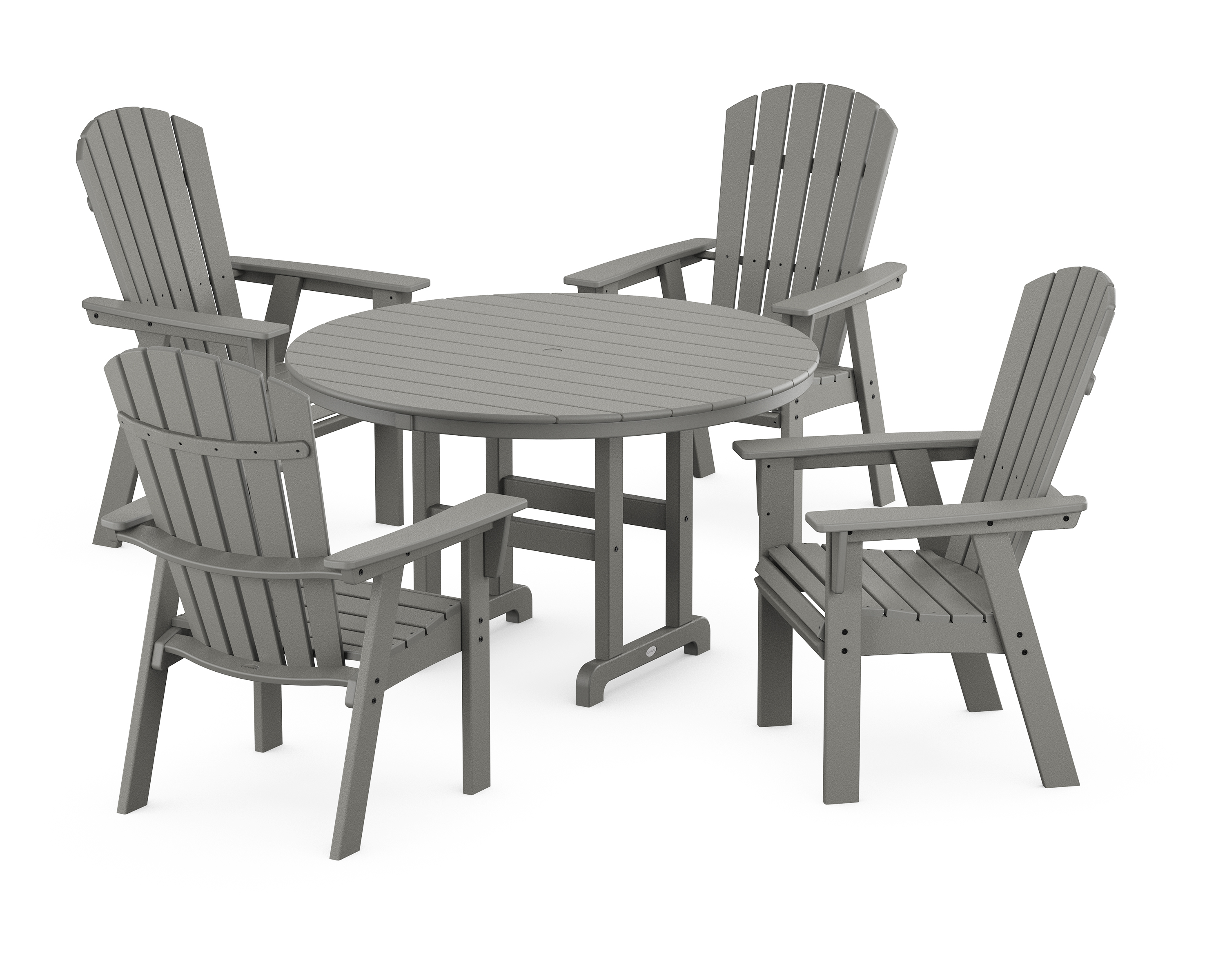 POLYWOOD Nautical Adirondack 5-Piece Round Farmhouse Dining Set