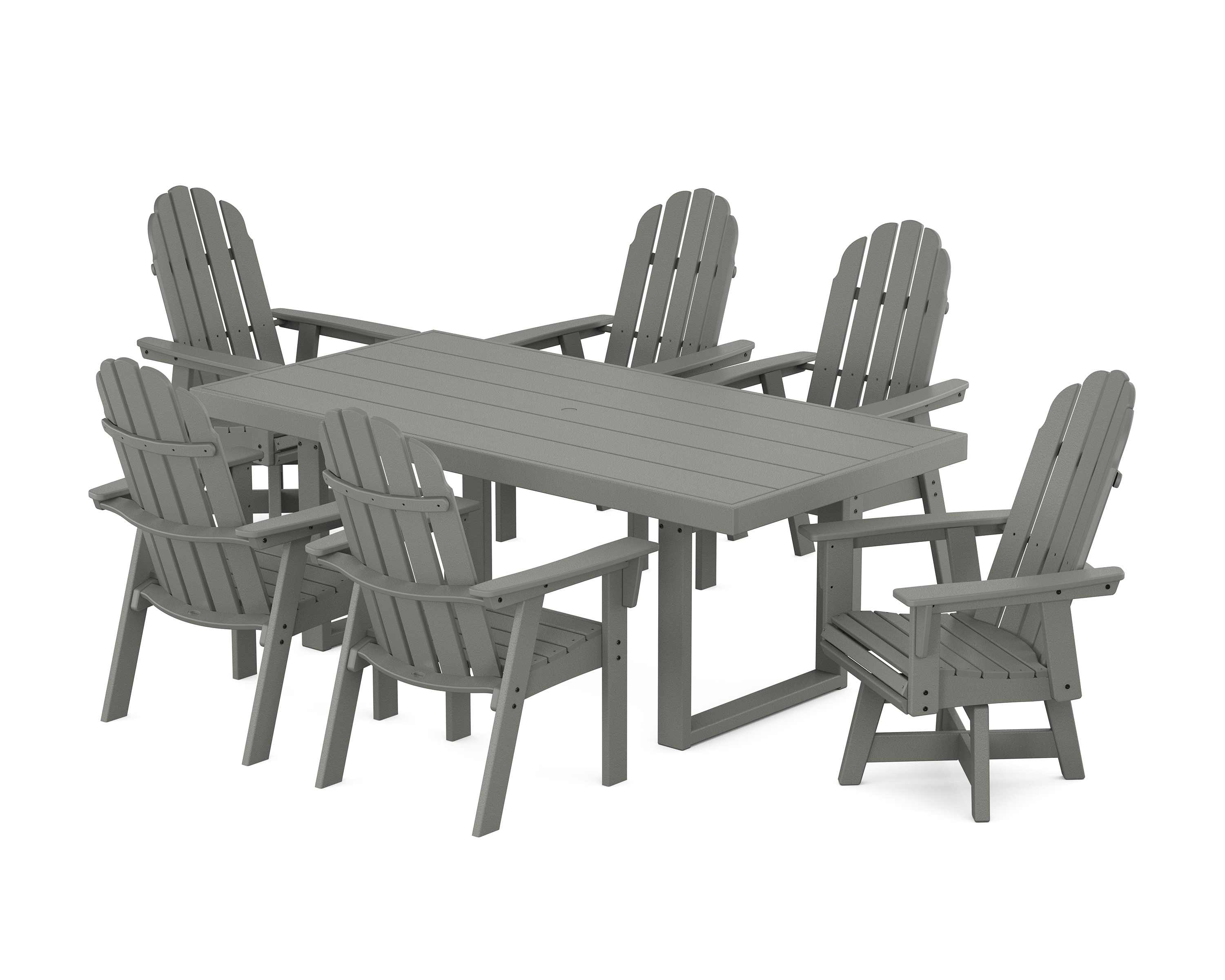 POLYWOOD Vineyard Curveback Adirondack Swivel Chair 7-Piece Dining Set