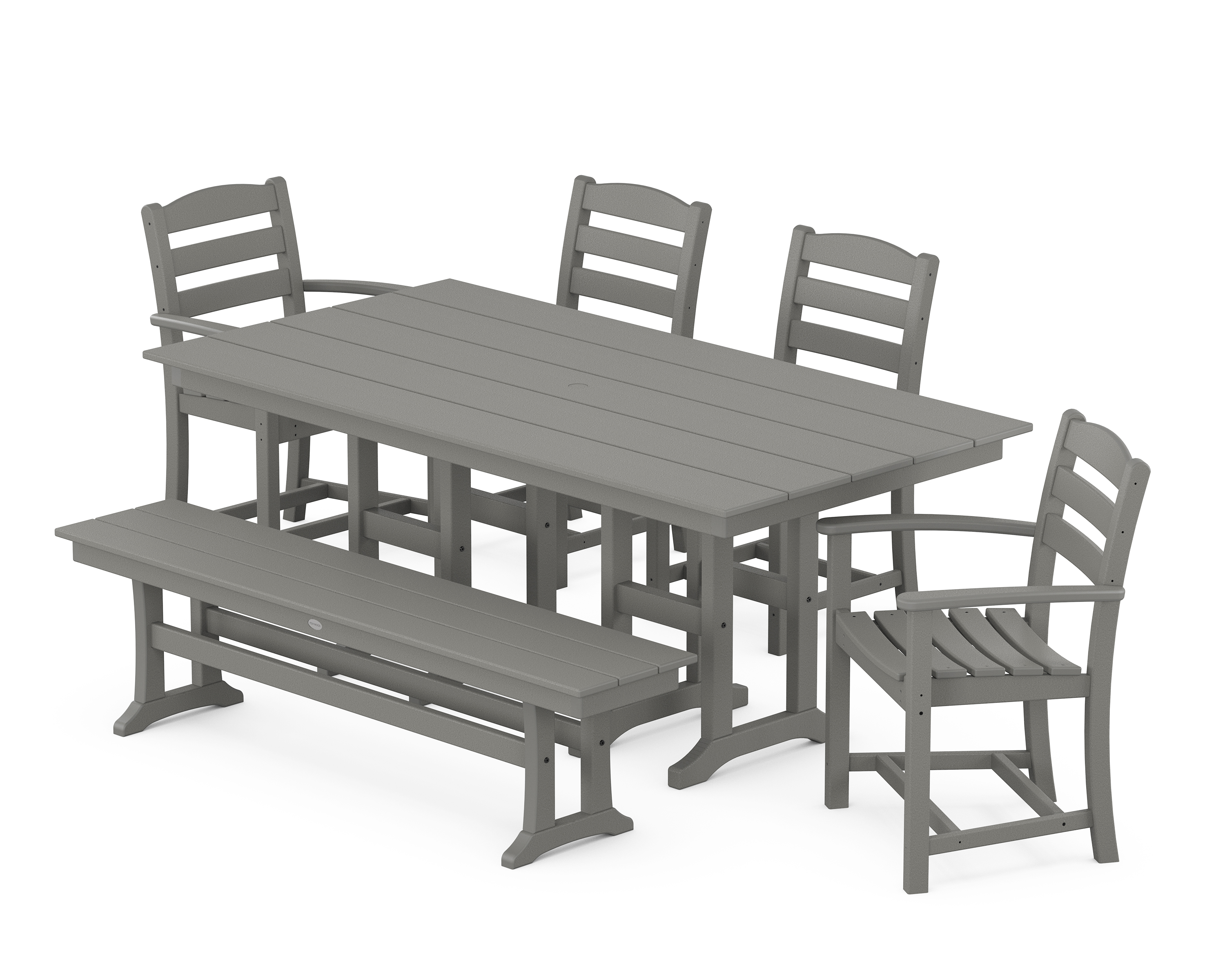 POLYWOOD La Casa Café 6-Piece Farmhouse Dining Set with Bench