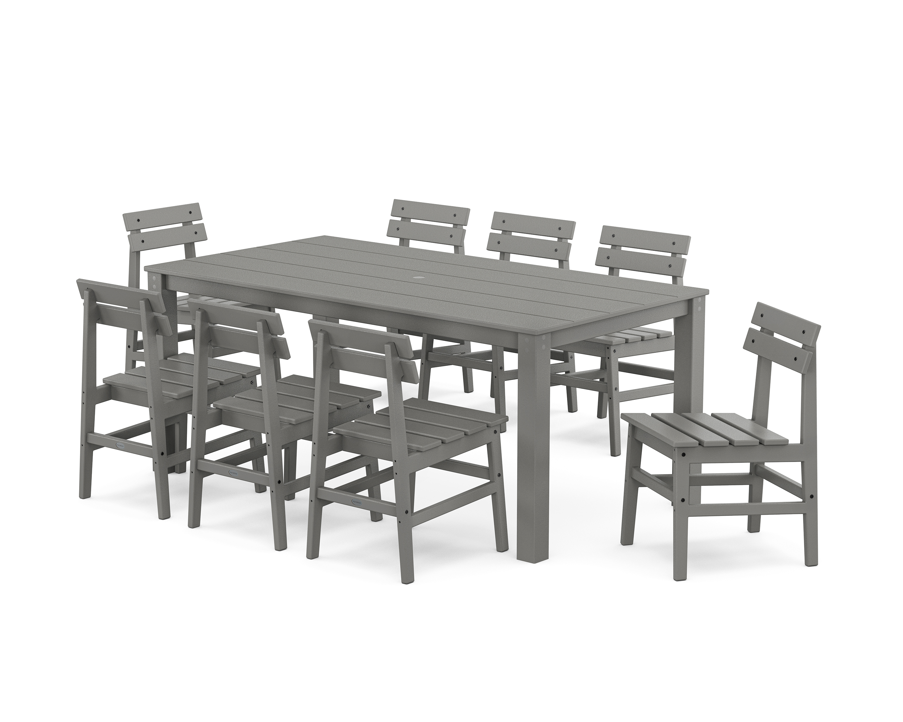 POLYWOOD Modern Studio Plaza Chair 9-Piece Parsons Dining Set