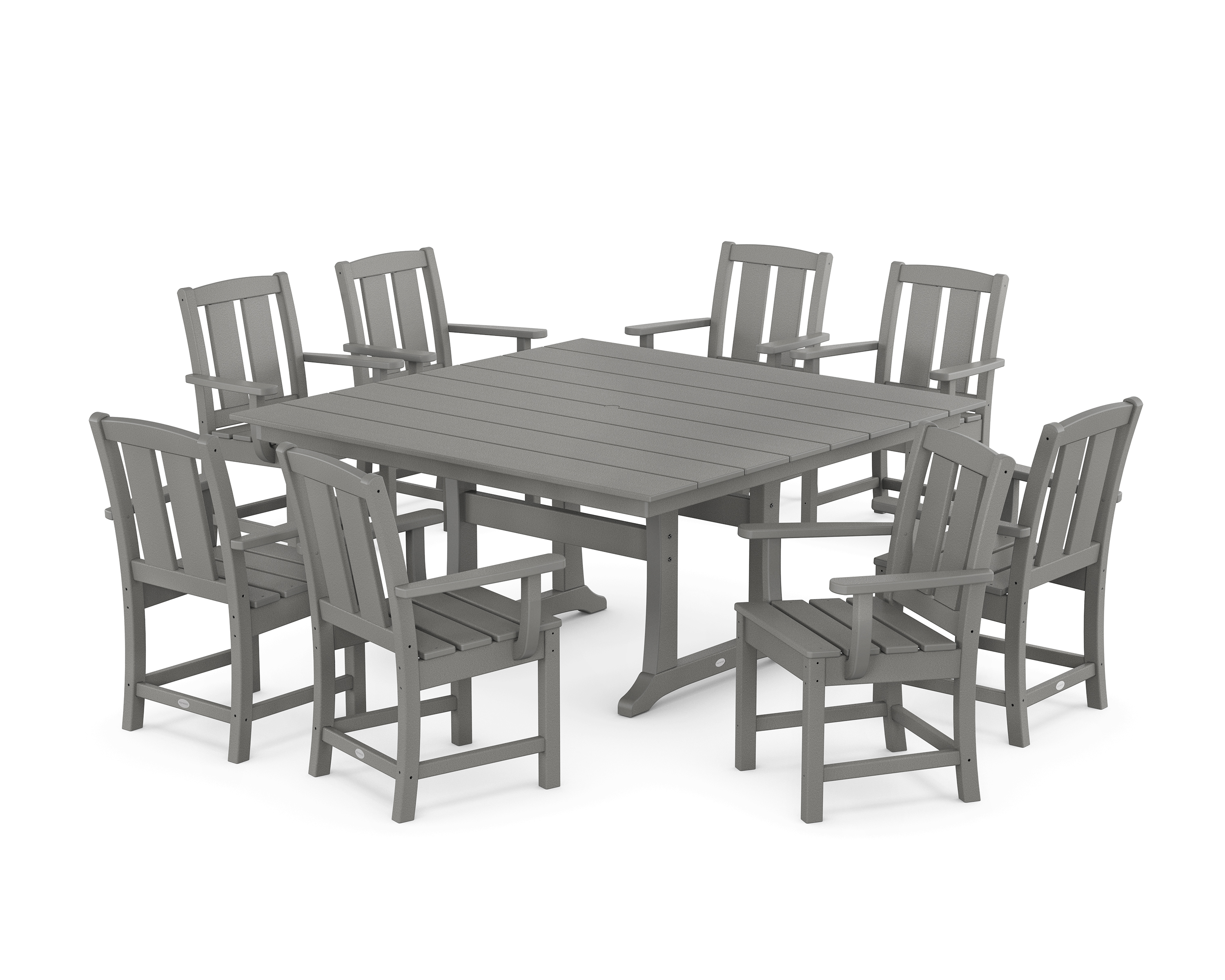 POLYWOOD Mission 9-Piece Square Farmhouse Dining Set with Trestle Legs