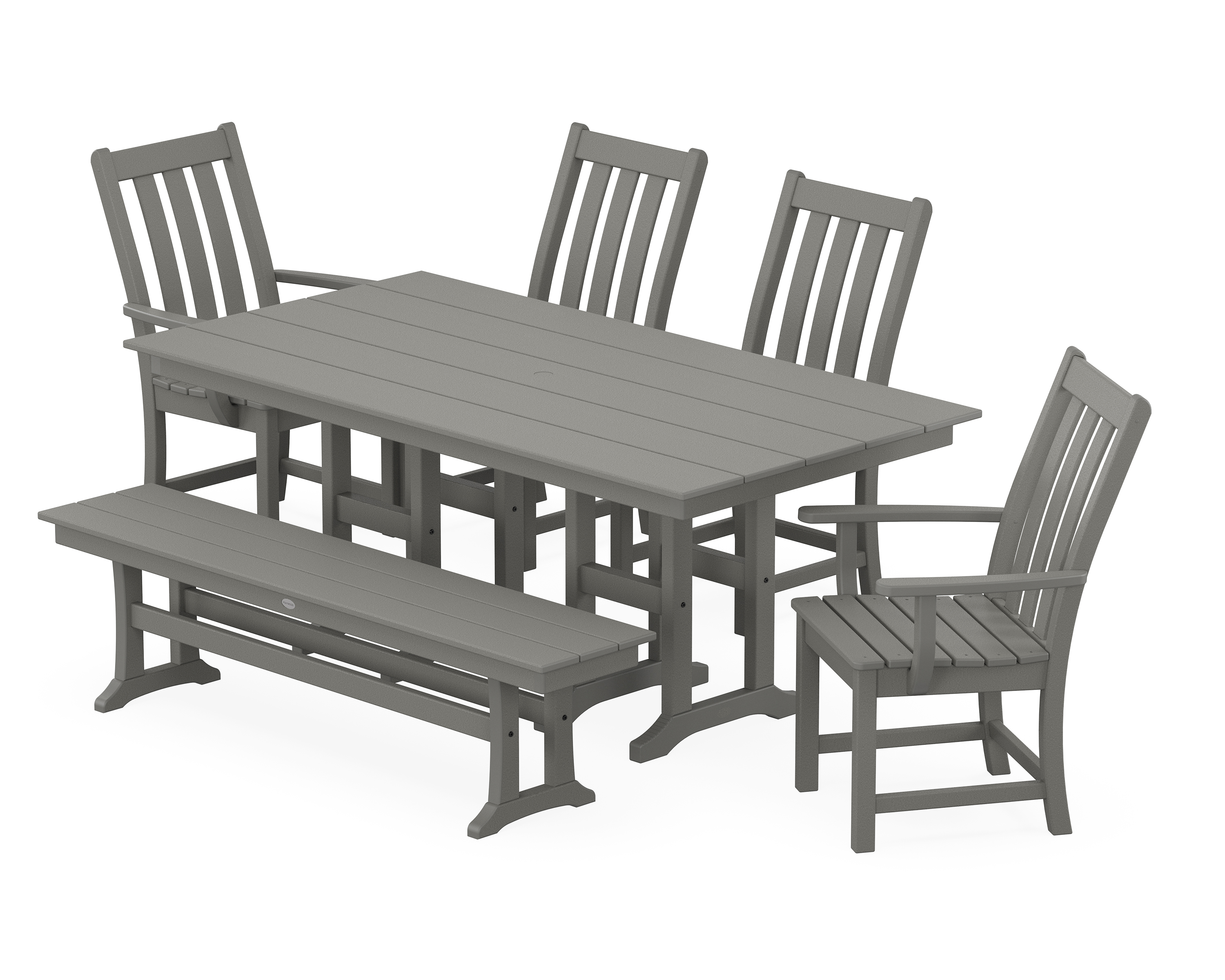 POLYWOOD Vineyard 6-Piece Farmhouse Dining Set with Bench