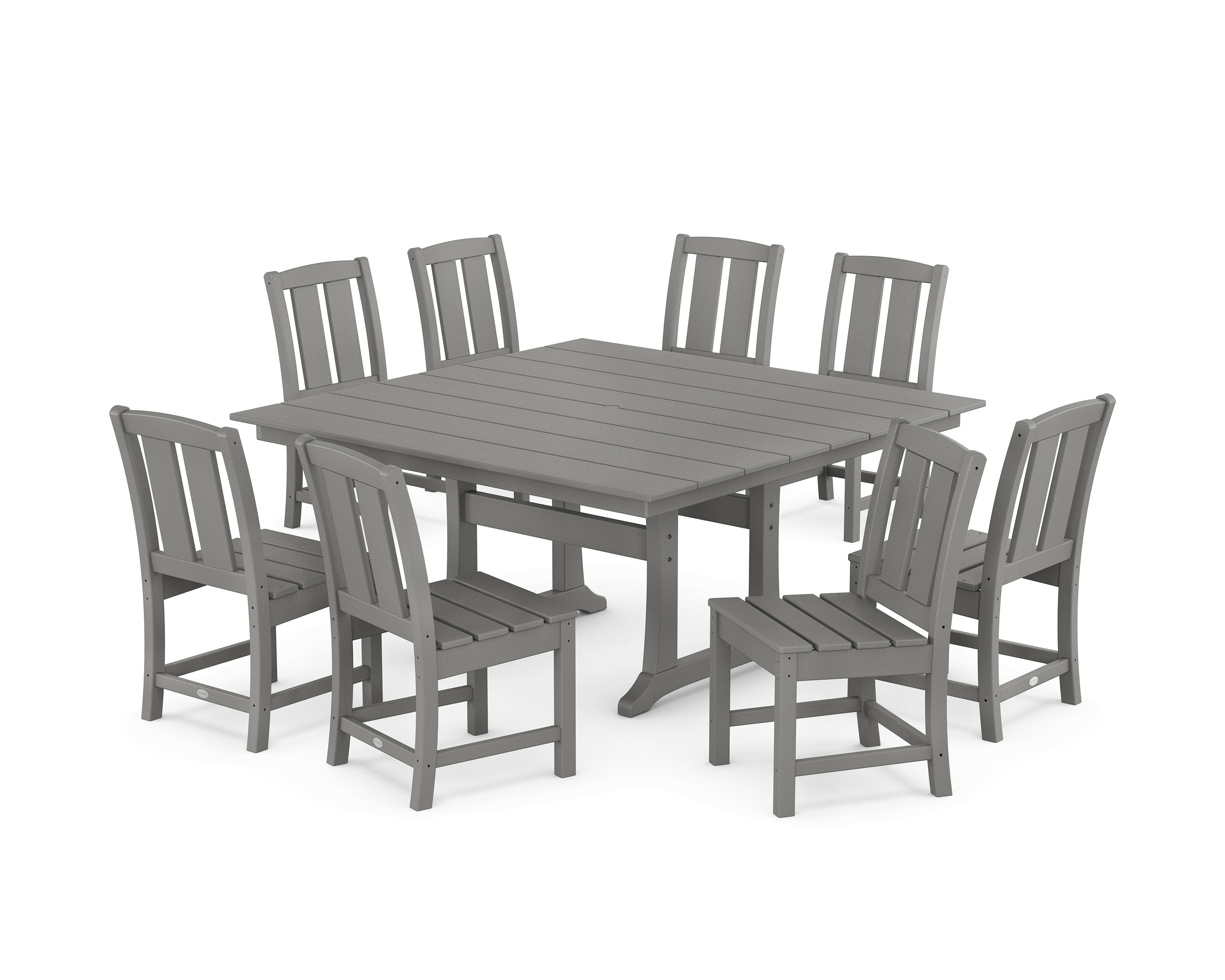 POLYWOOD Mission Side Chair 9-Piece Square Farmhouse Dining Set with Trestle Legs