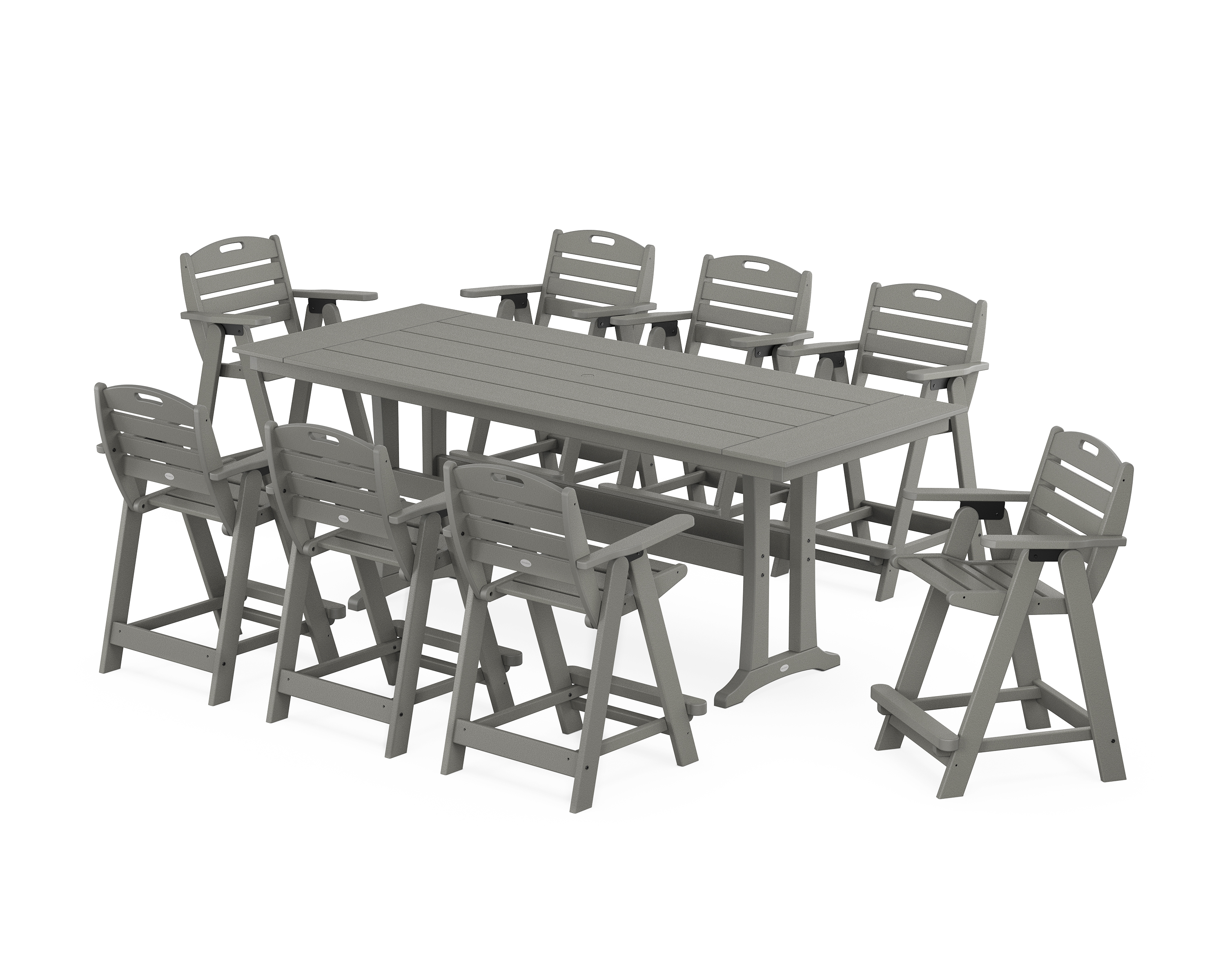 POLYWOOD Nautical 9-Piece Farmhouse Counter Set with Trestle Legs
