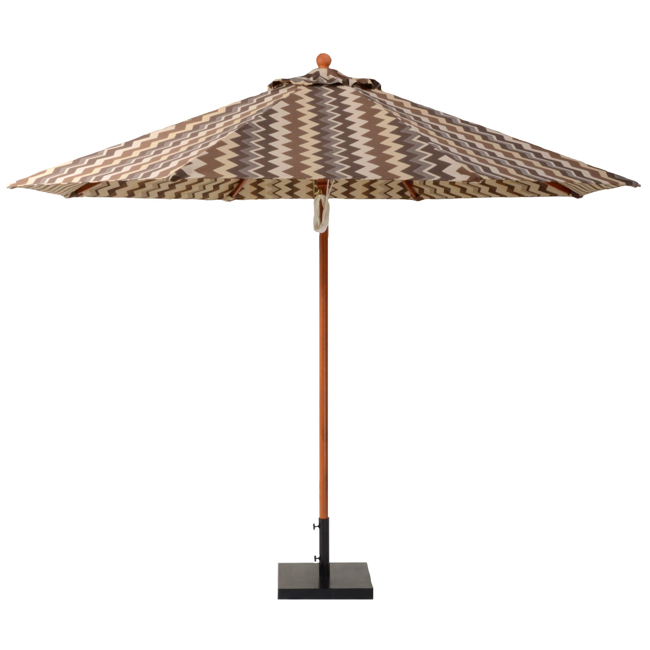 11 Ft Wooden Market Umbrella with Double Pulley & No Tilt