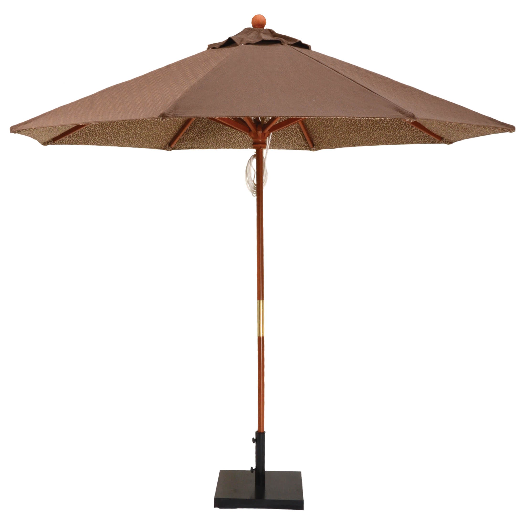 9 Ft Wooden Market Umbrella with Double Pulley & No Tilt