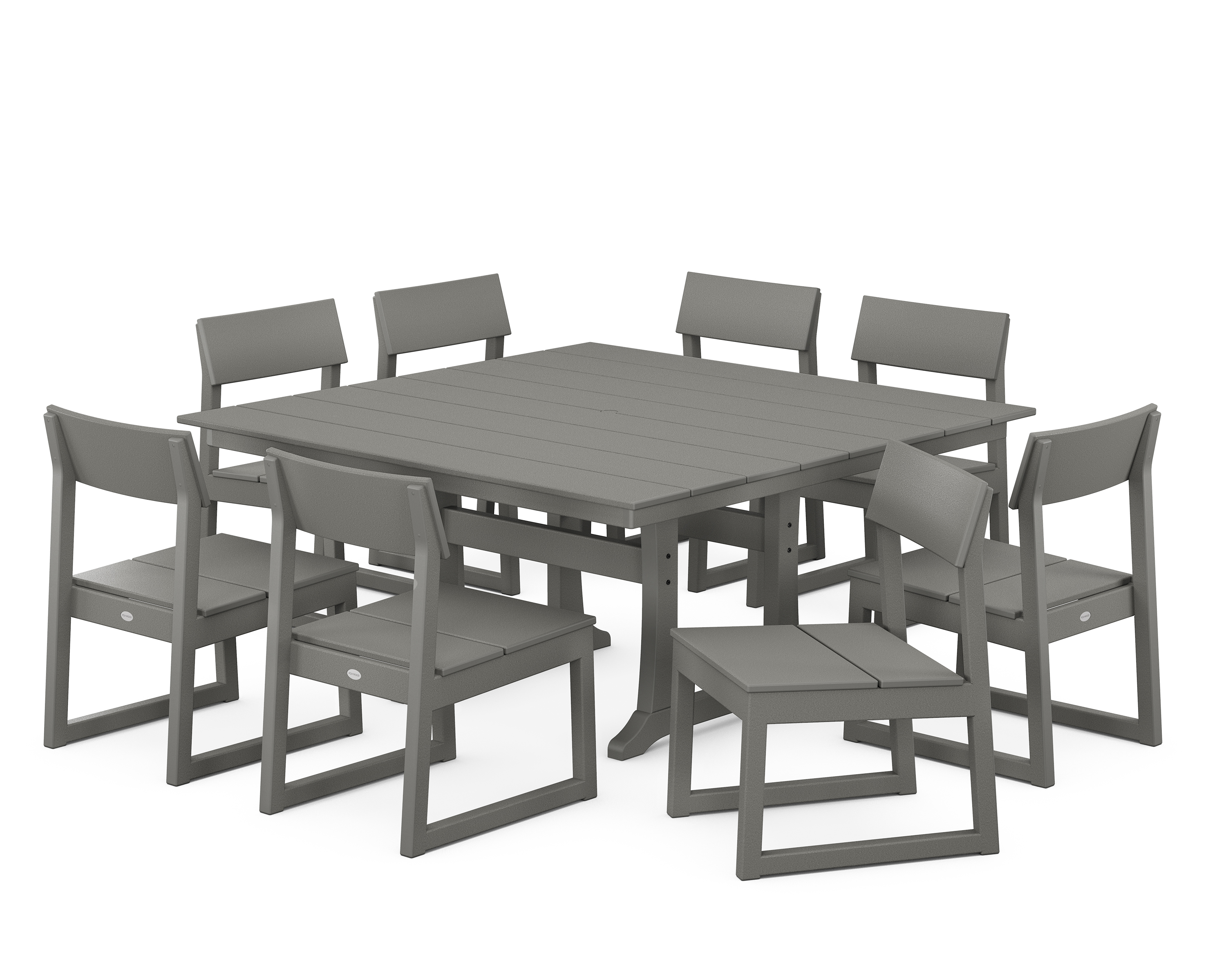 POLYWOOD EDGE 9-Piece Farmhouse Trestle Dining Set