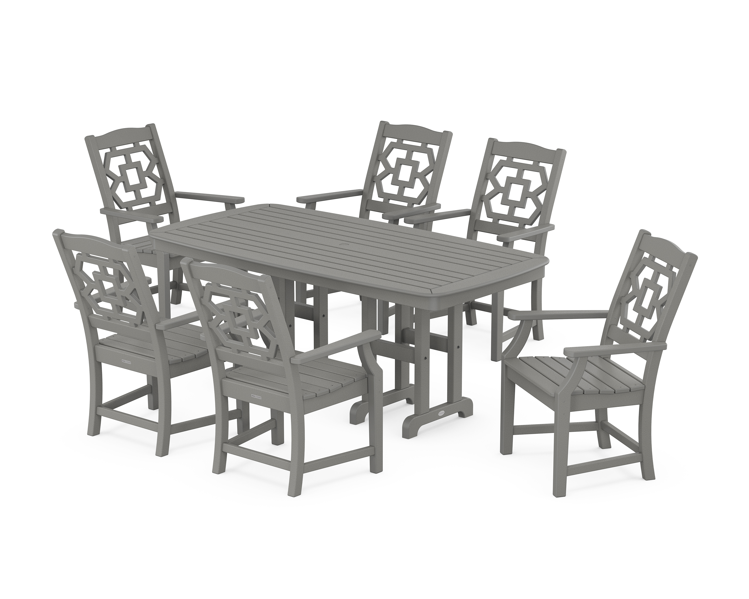 POLYWOOD Chinoiserie Arm Chair 7-Piece Dining Set