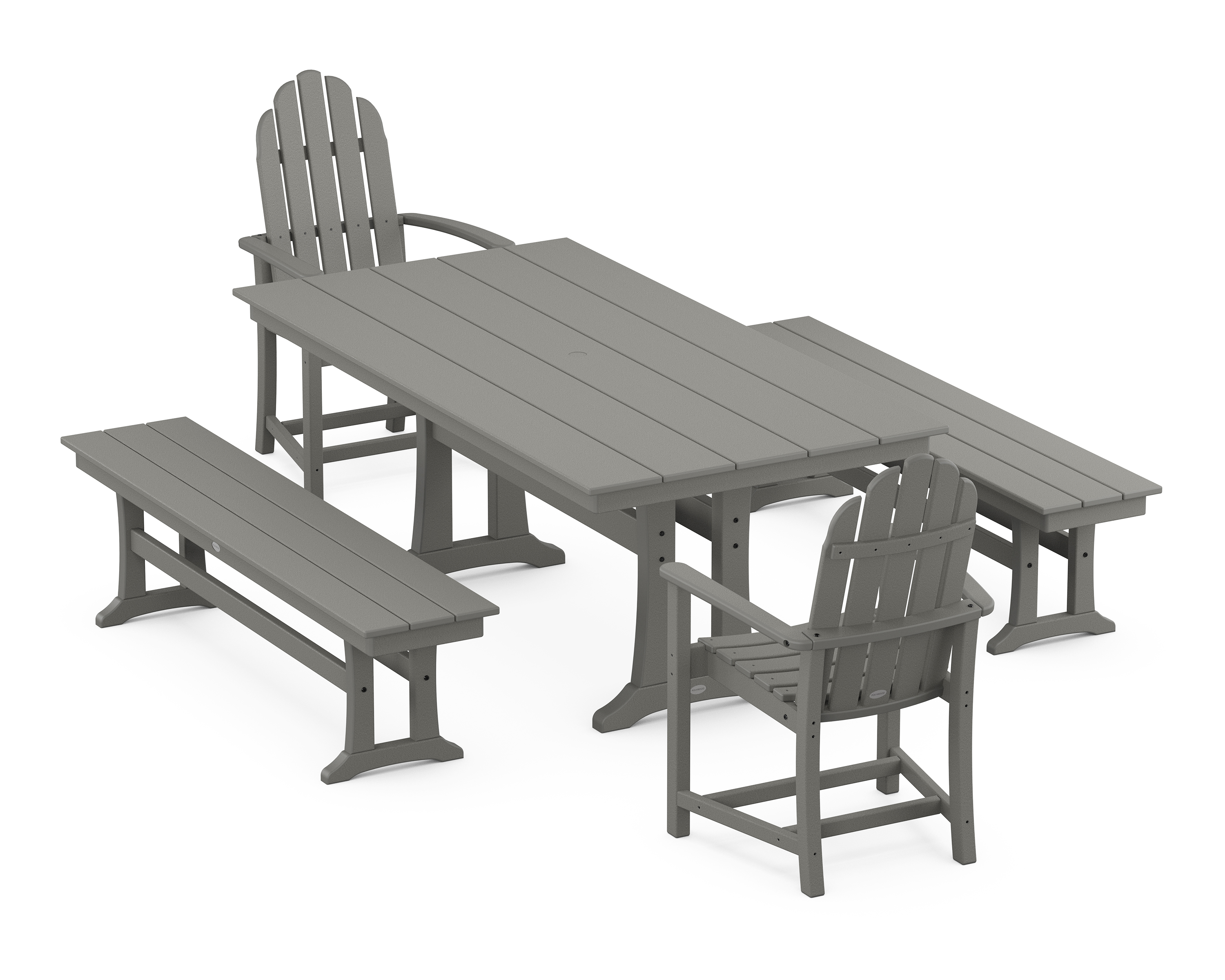 POLYWOOD Classic Adirondack 5-Piece Farmhouse Dining Set With Trestle Legs
