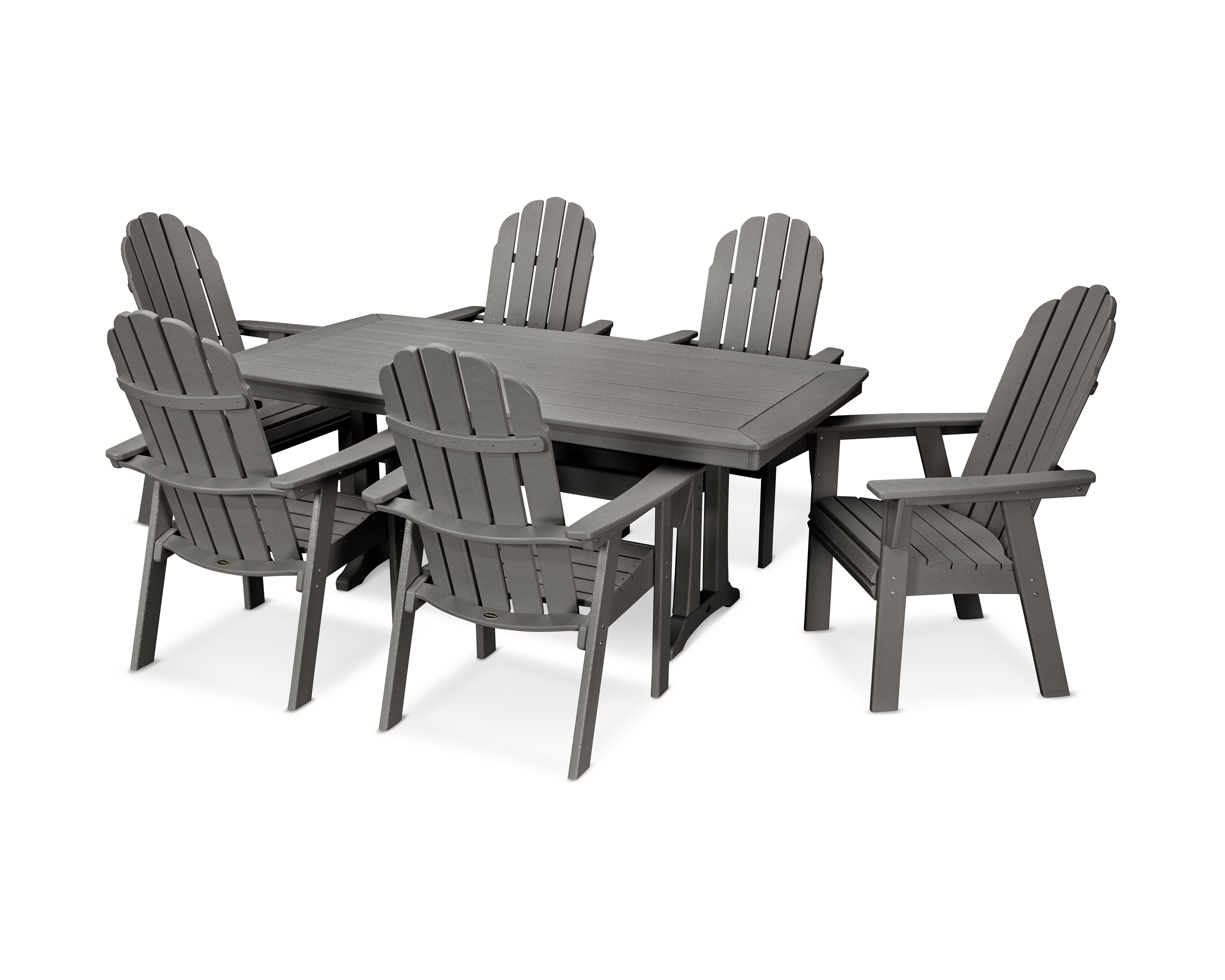 POLYWOOD Vineyard Curveback Adirondack 7-Piece Dining Set with Trestle Legs