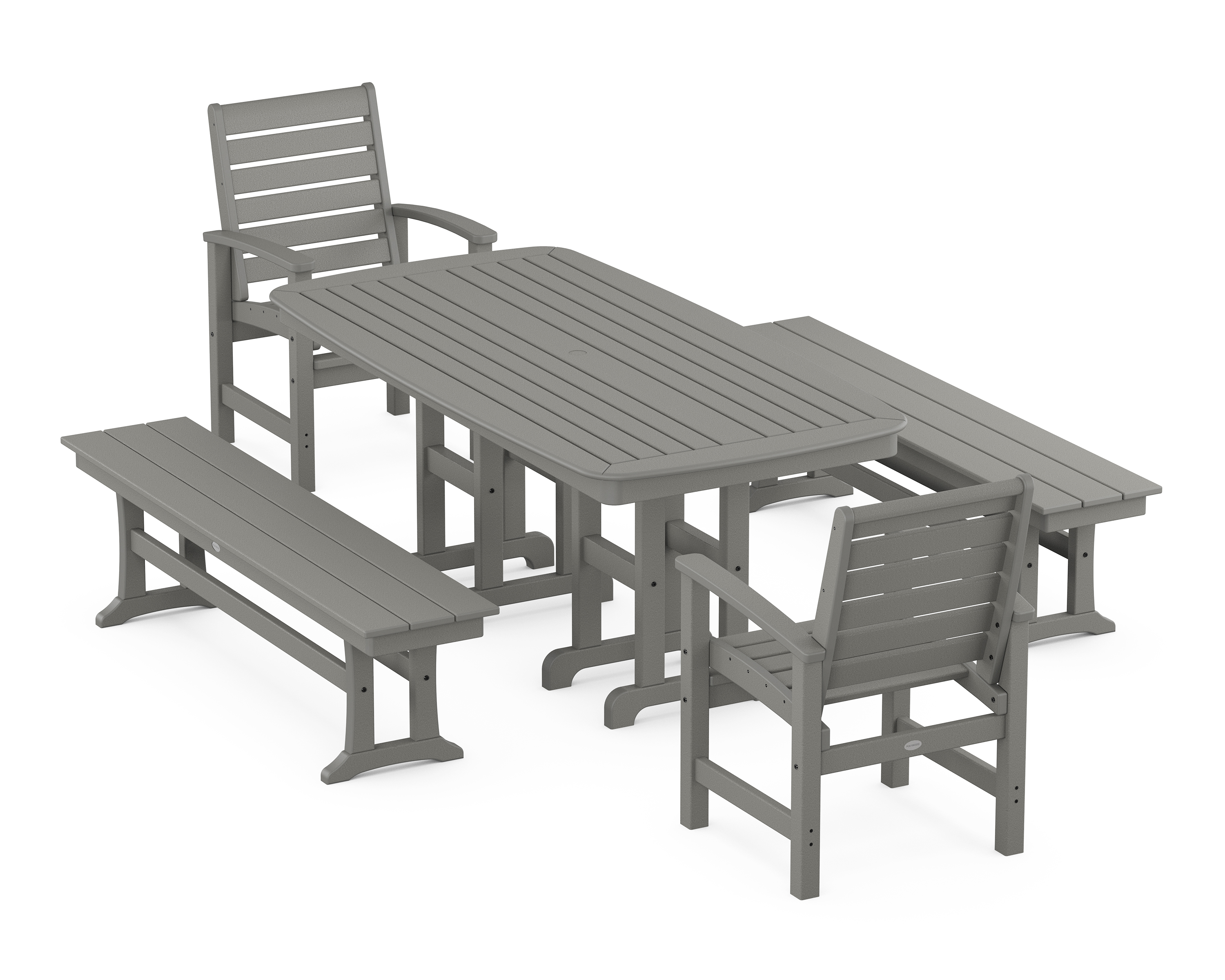 POLYWOOD Signature 5-Piece Dining Set with Benches