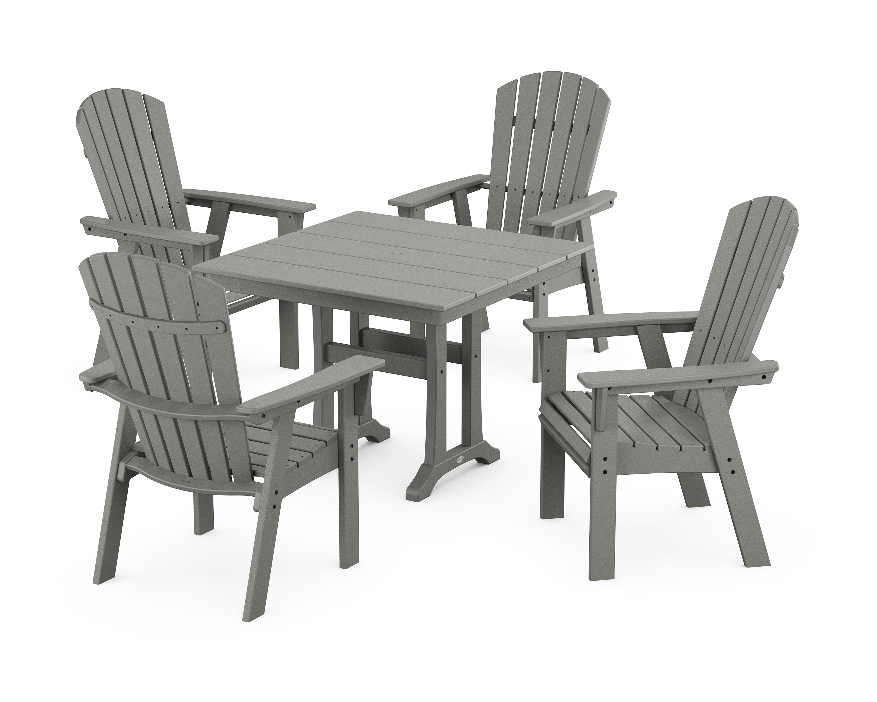 POLYWOOD Nautical Adirondack 5-Piece Farmhouse Dining Set With Trestle Legs