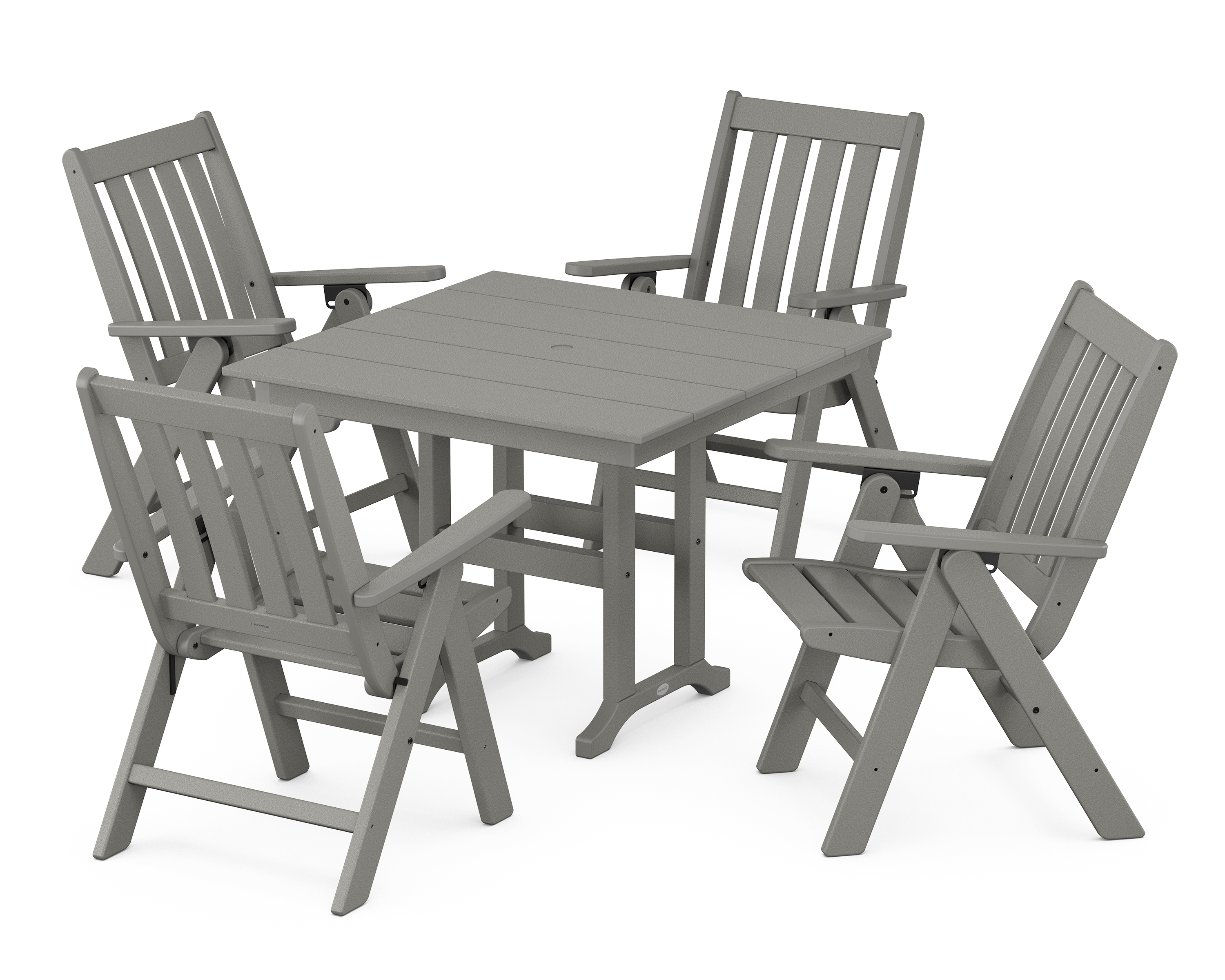 POLYWOOD Vineyard Folding Chair 5-Piece Farmhouse Dining Set