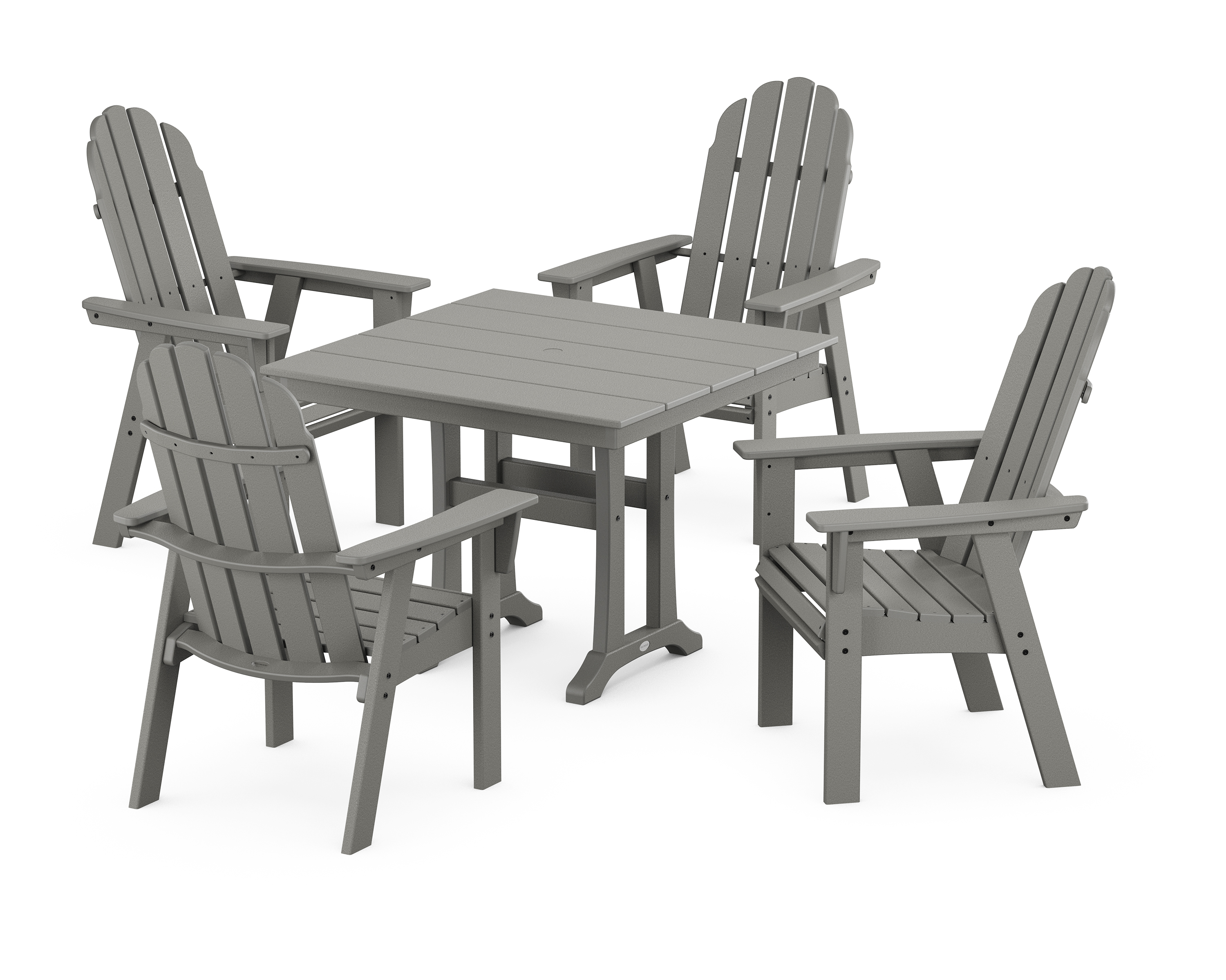 POLYWOOD Vineyard Adirondack 5-Piece Farmhouse Dining Set With Trestle Legs