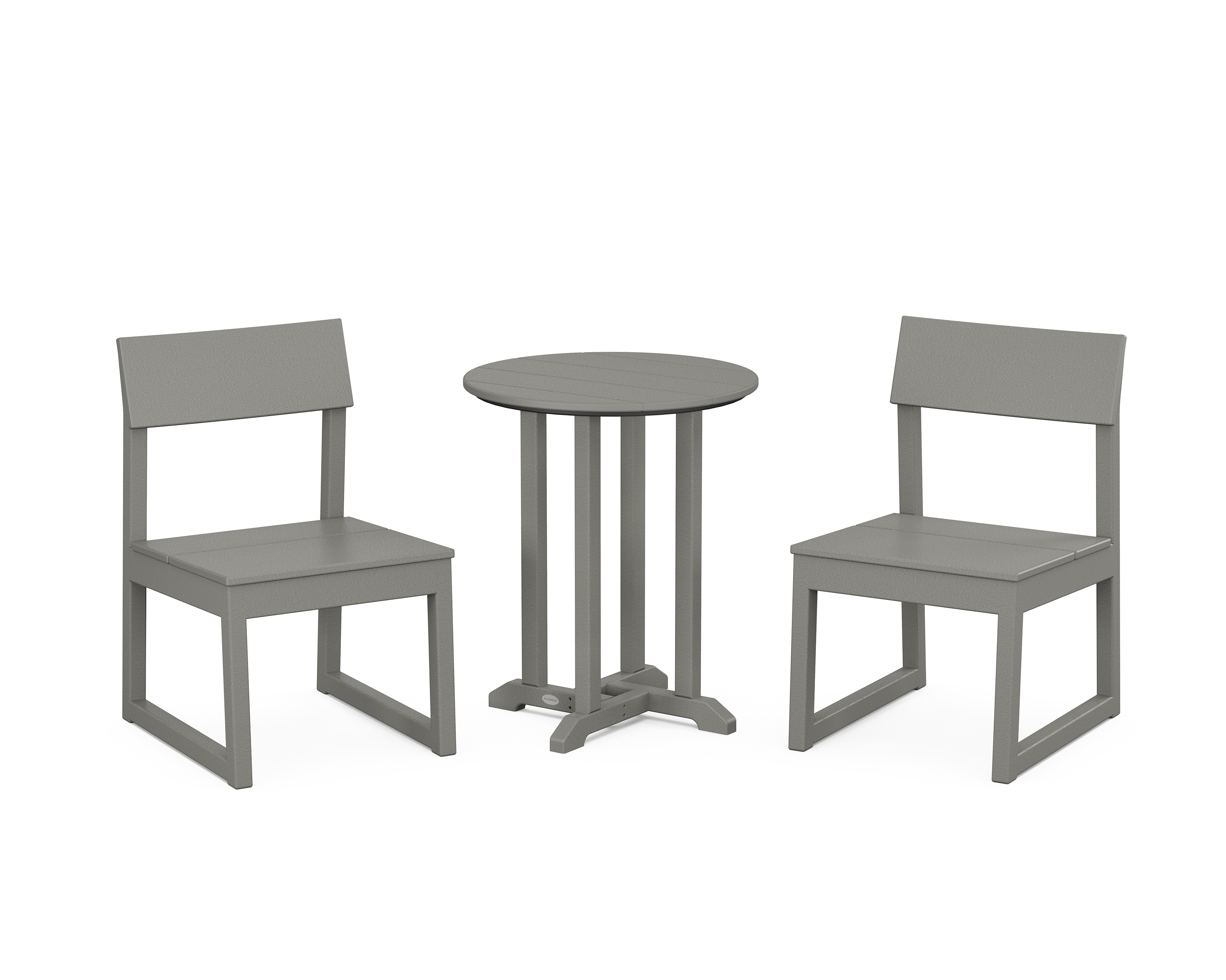 POLYWOOD EDGE Side Chair 3-Piece Round Bistro Dining Set