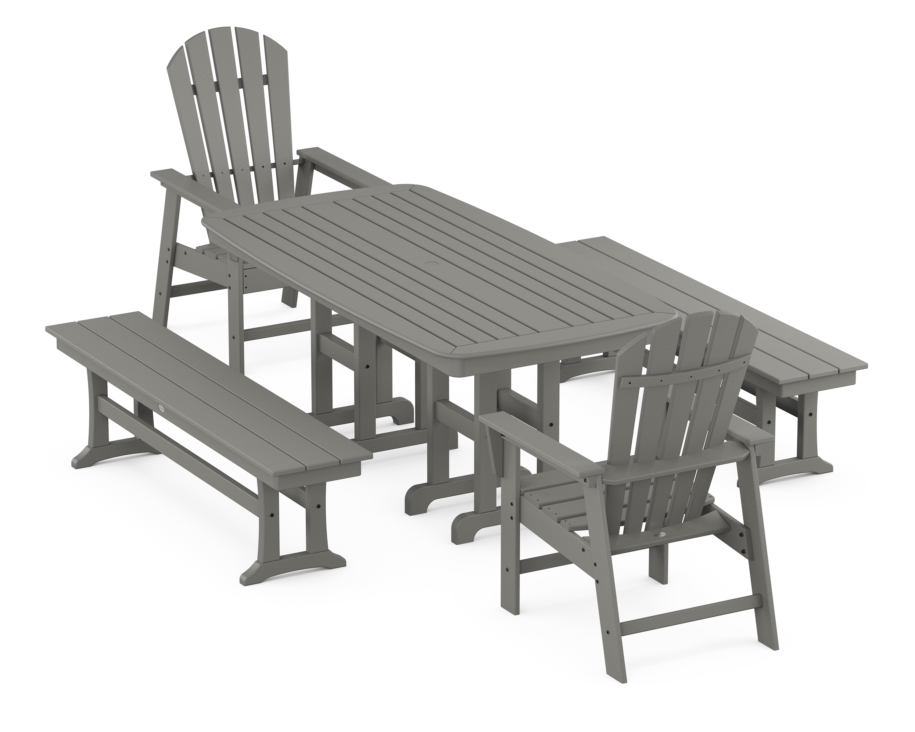POLYWOOD South Beach 5-Piece Dining Set with Benches