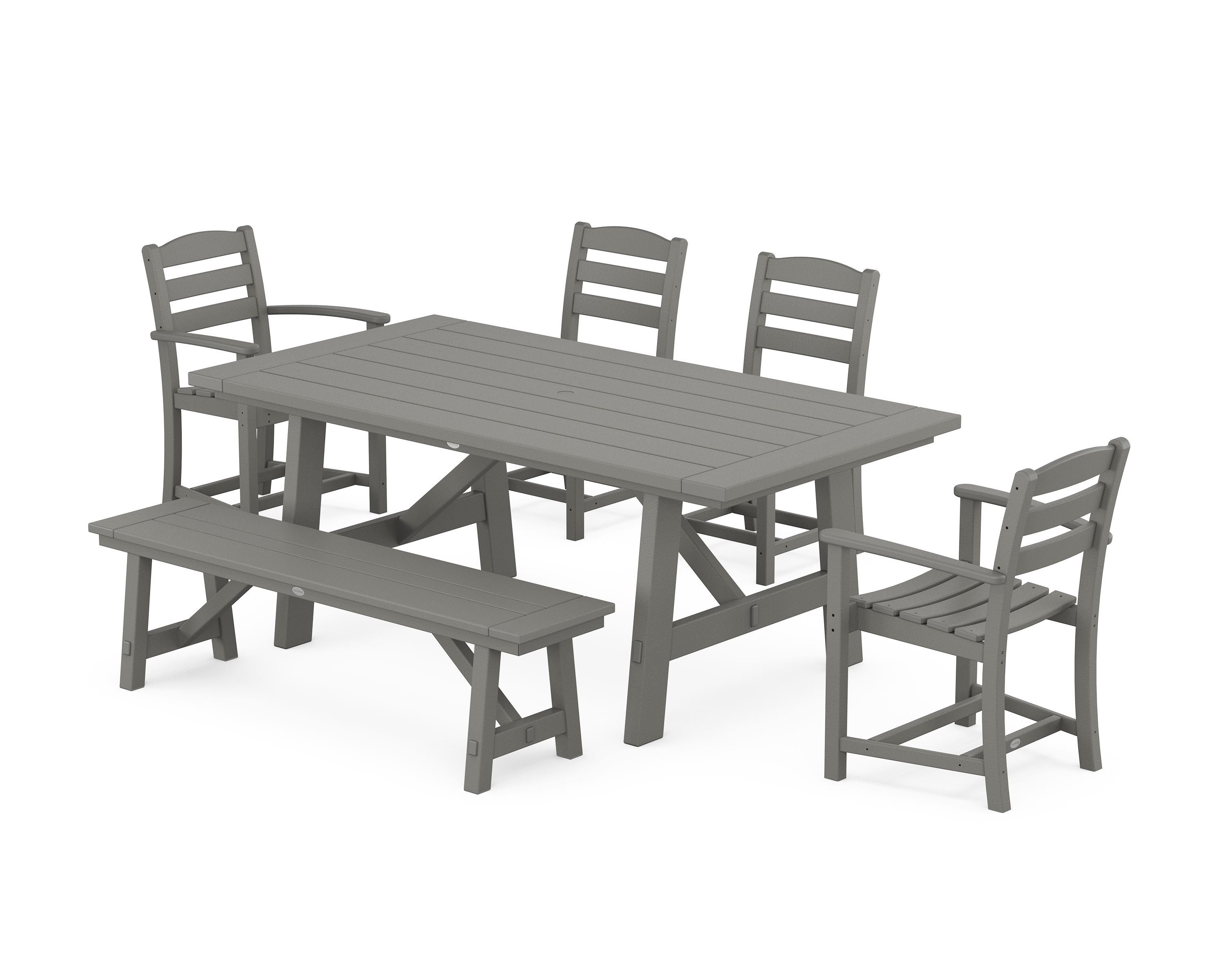 POLYWOOD La Casa Café 6-Piece Rustic Farmhouse Dining Set with Bench