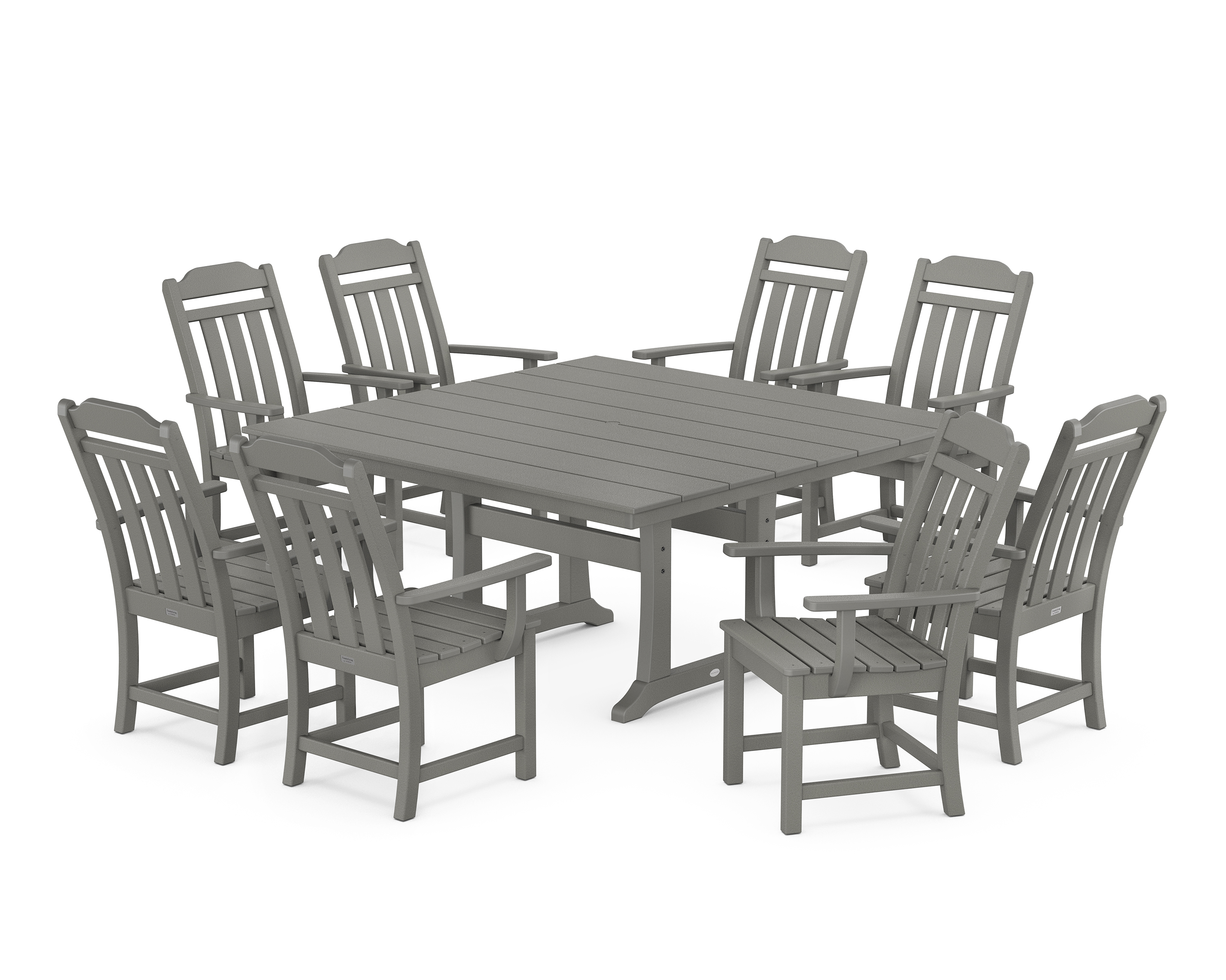 POLYWOOD Cottage 9-Piece Square Farmhouse Dining Set with Trestle Legs