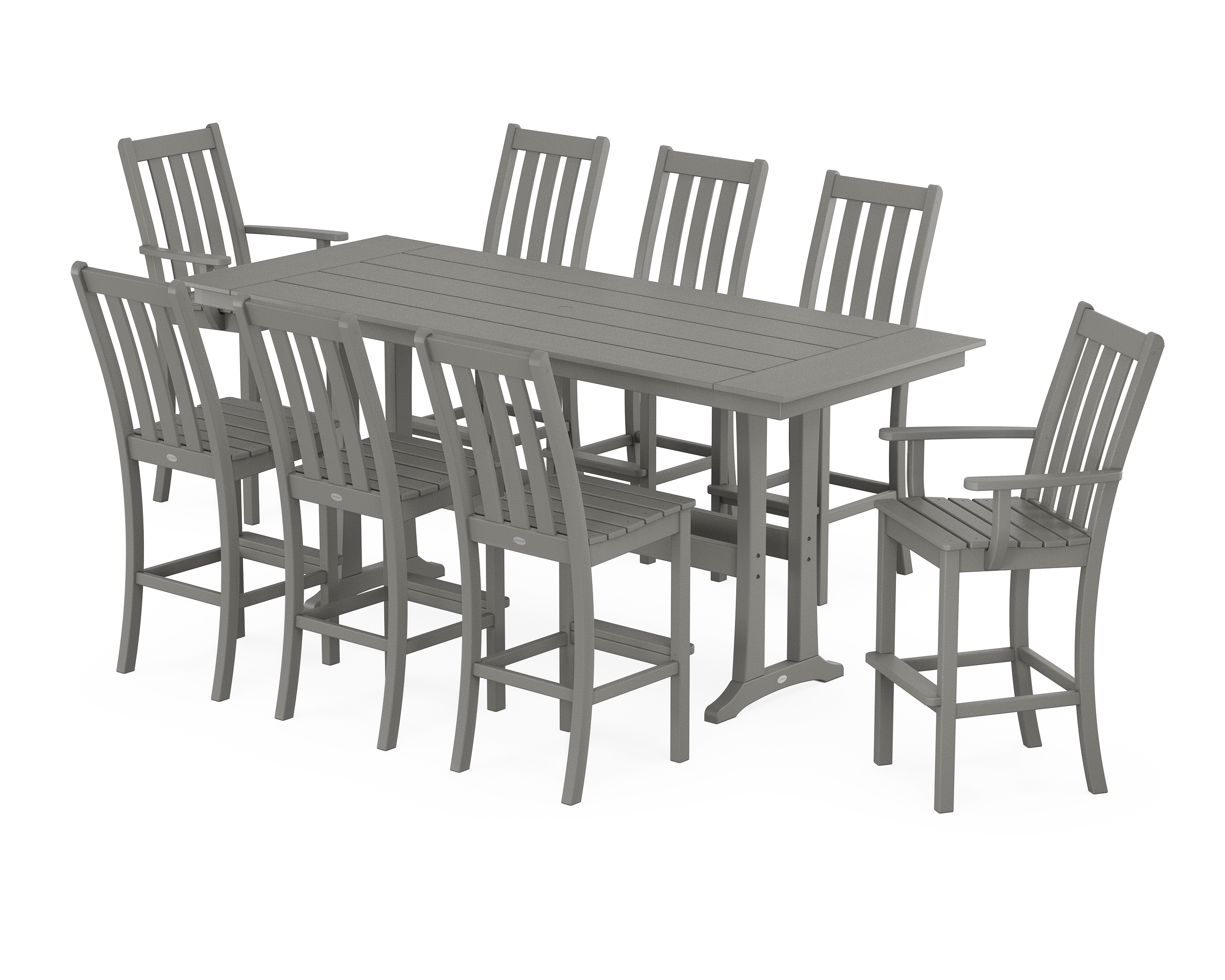POLYWOOD Vineyard 9-Piece Farmhouse Bar Set with Trestle Legs