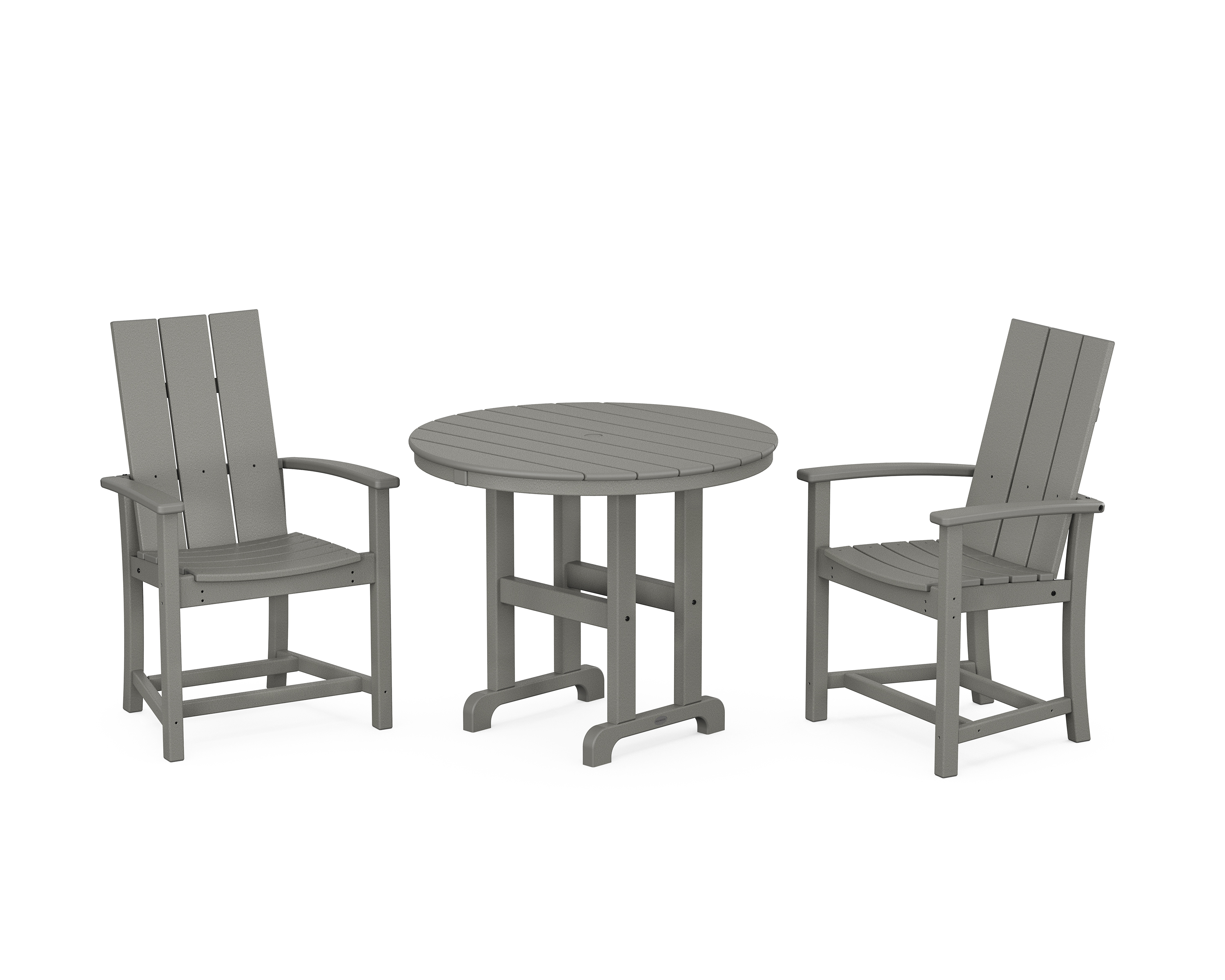 POLYWOOD Modern Adirondack 3-Piece Round Farmhouse Dining Set